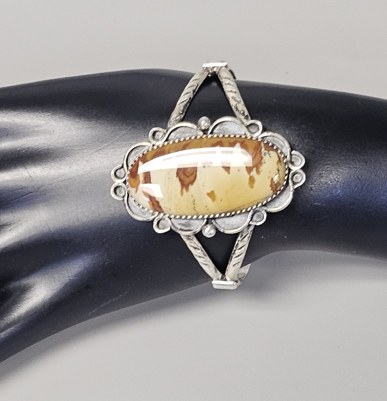 Sterling Southwestern Picture Jasper Cuff 28.2 Grams