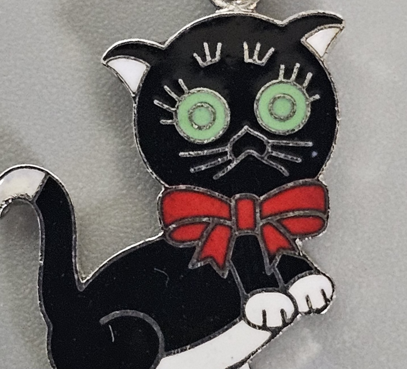 Vintage Sterling Enamel Cat Charm 2.0 Grams