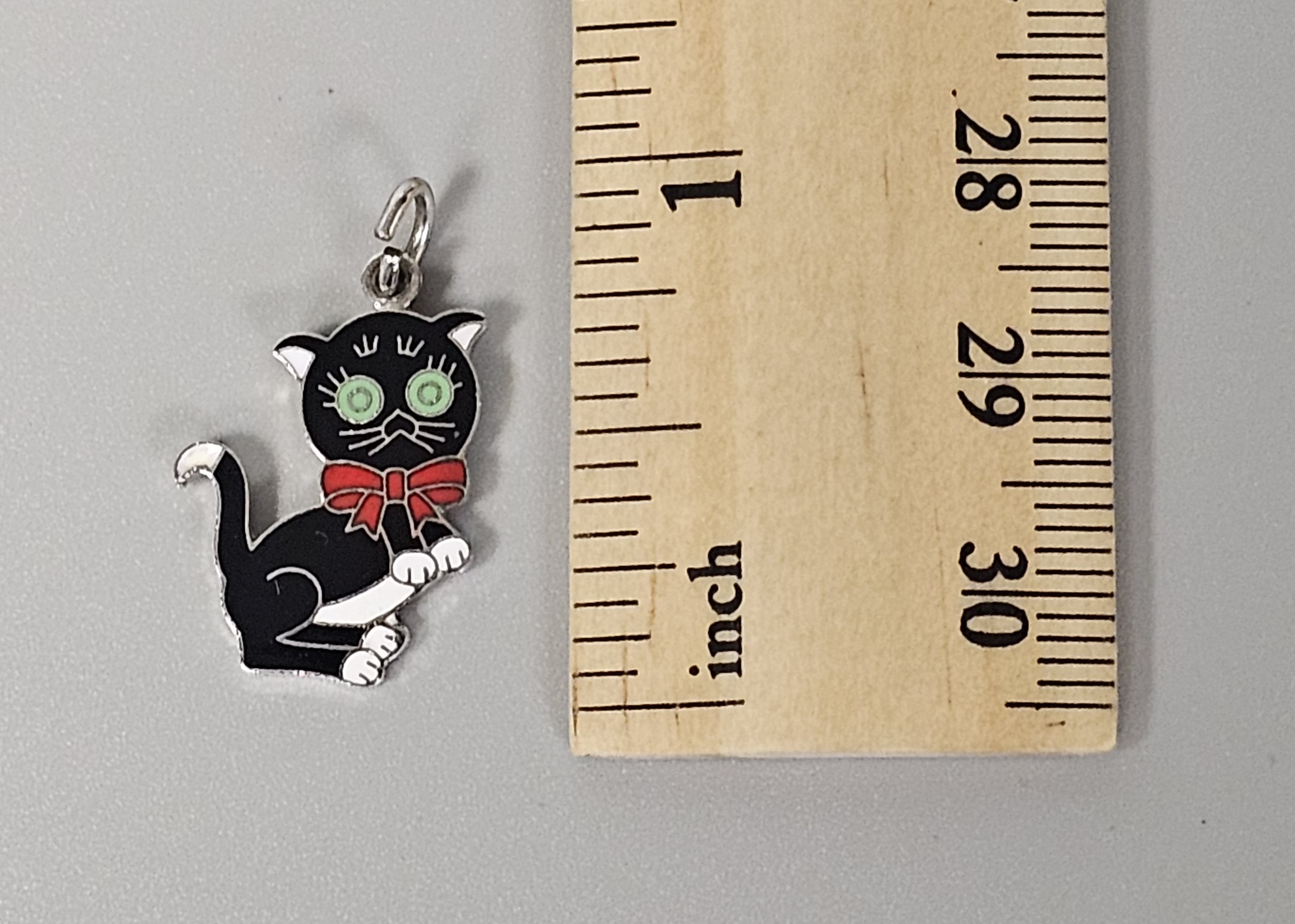 Vintage Sterling Enamel Cat Charm 2.0 Grams