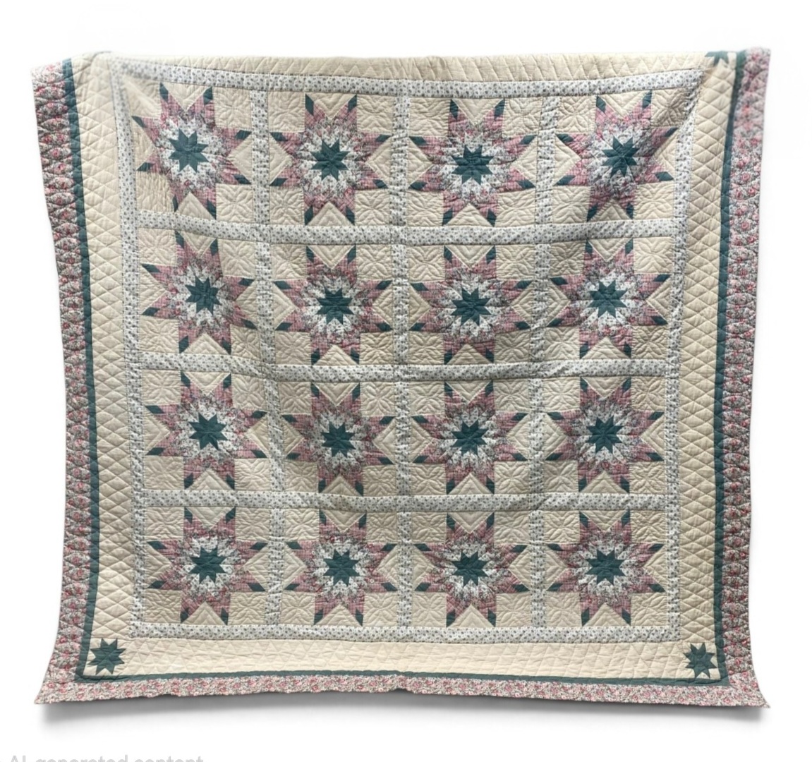 Hand-Stitched Star Quilt and Pillow Set