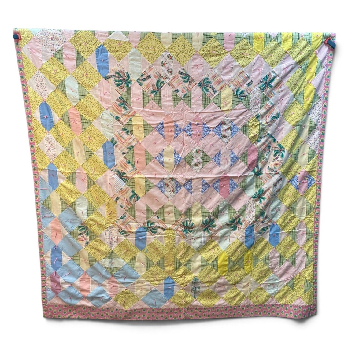 Mid-Century Hand-Pieced Spider Web Quilt
