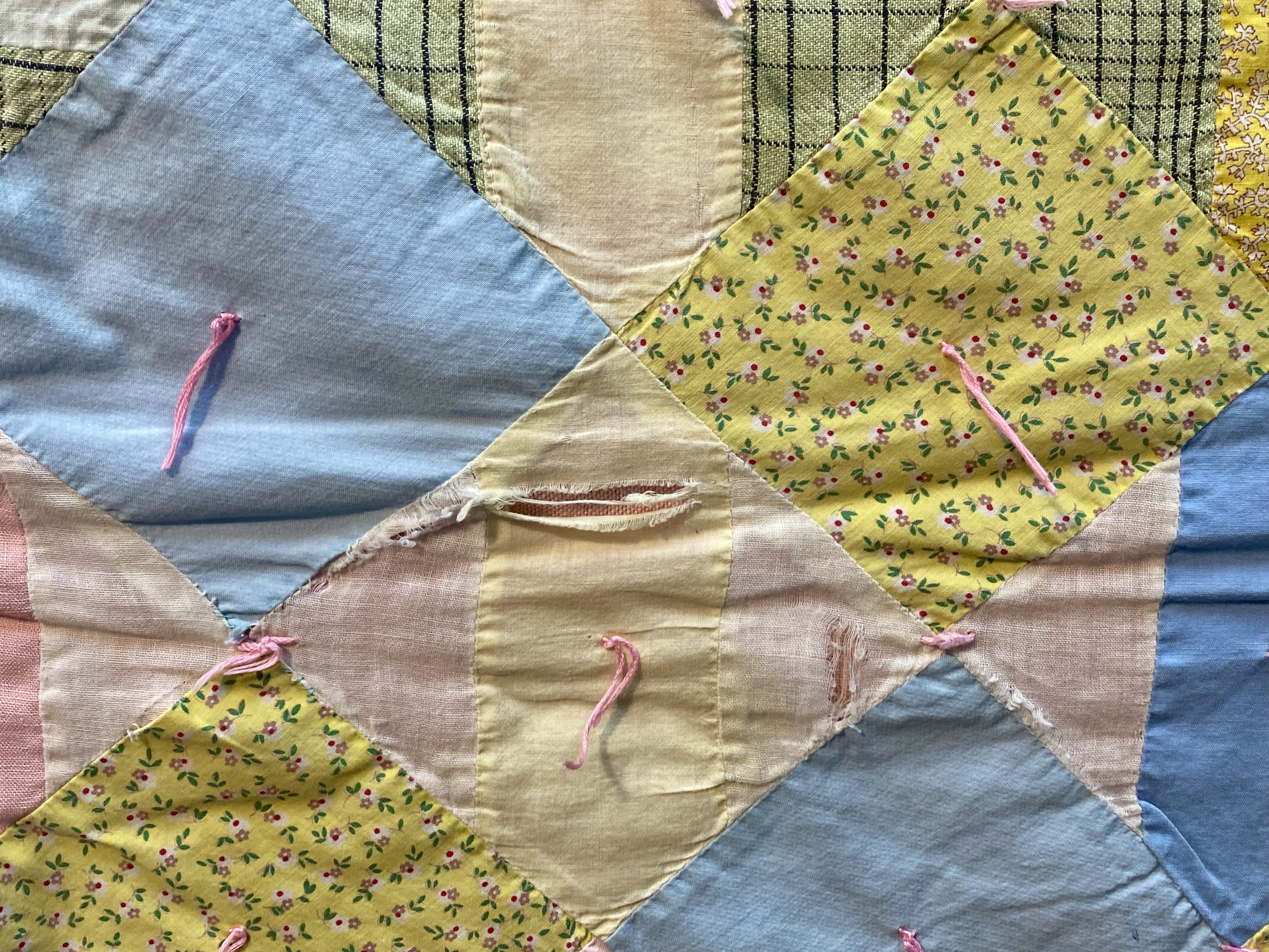 Mid-Century Hand-Pieced Spider Web Quilt