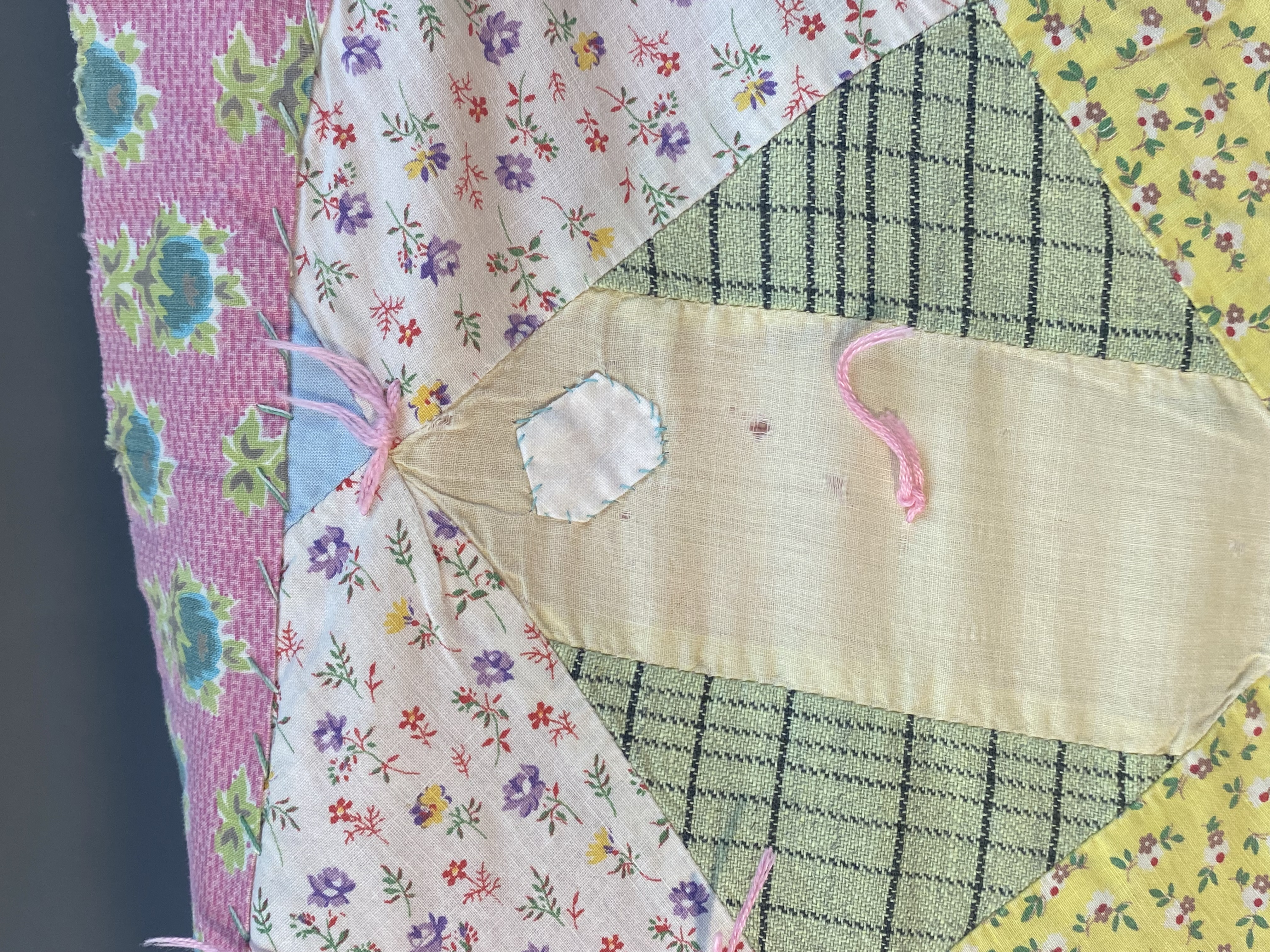 Mid-Century Hand-Pieced Spider Web Quilt