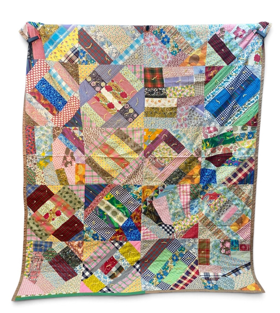 Vintage 1970s Mushroom Patchwork Quilt