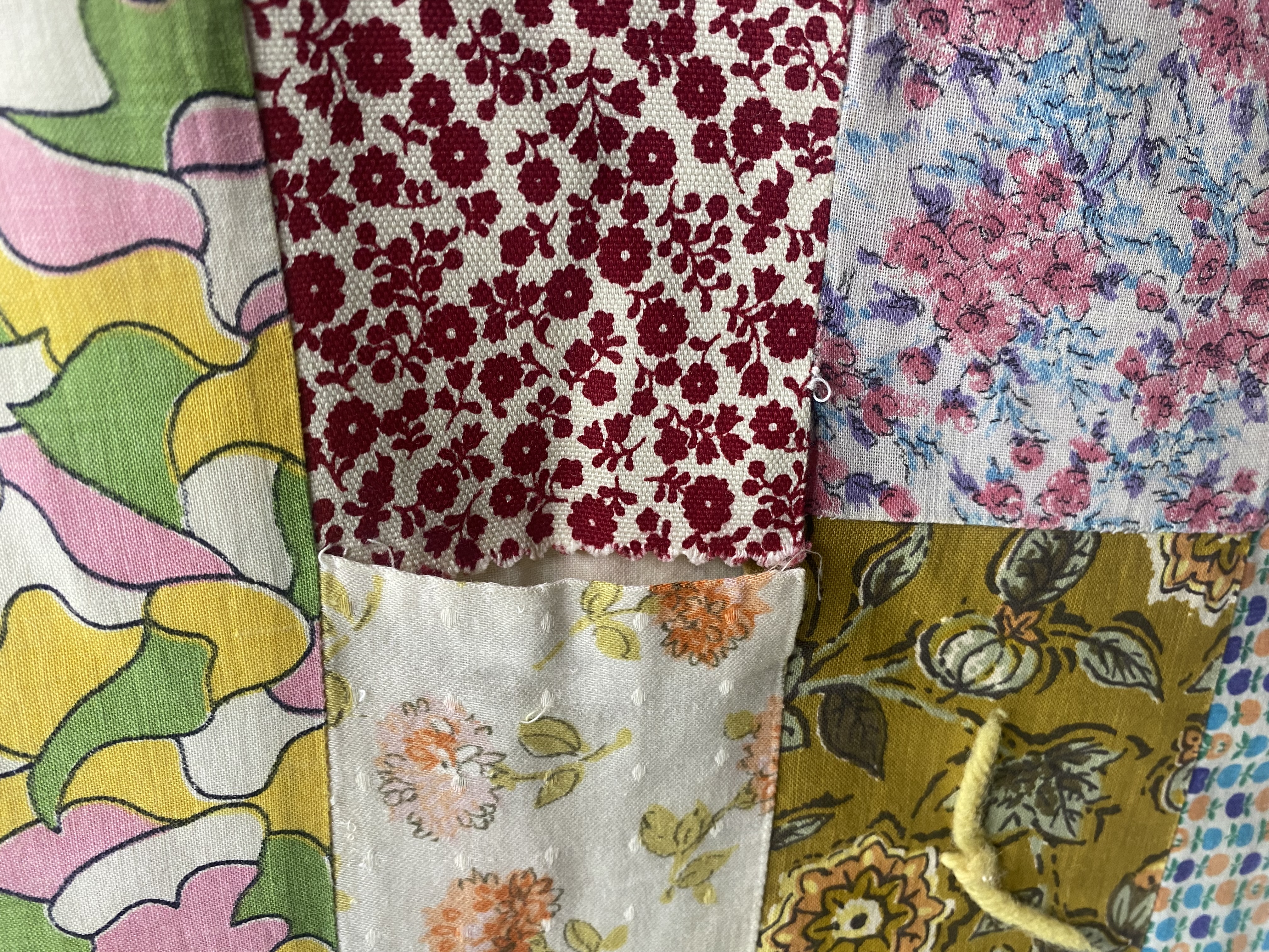 Vintage 1970s Mushroom Patchwork Quilt