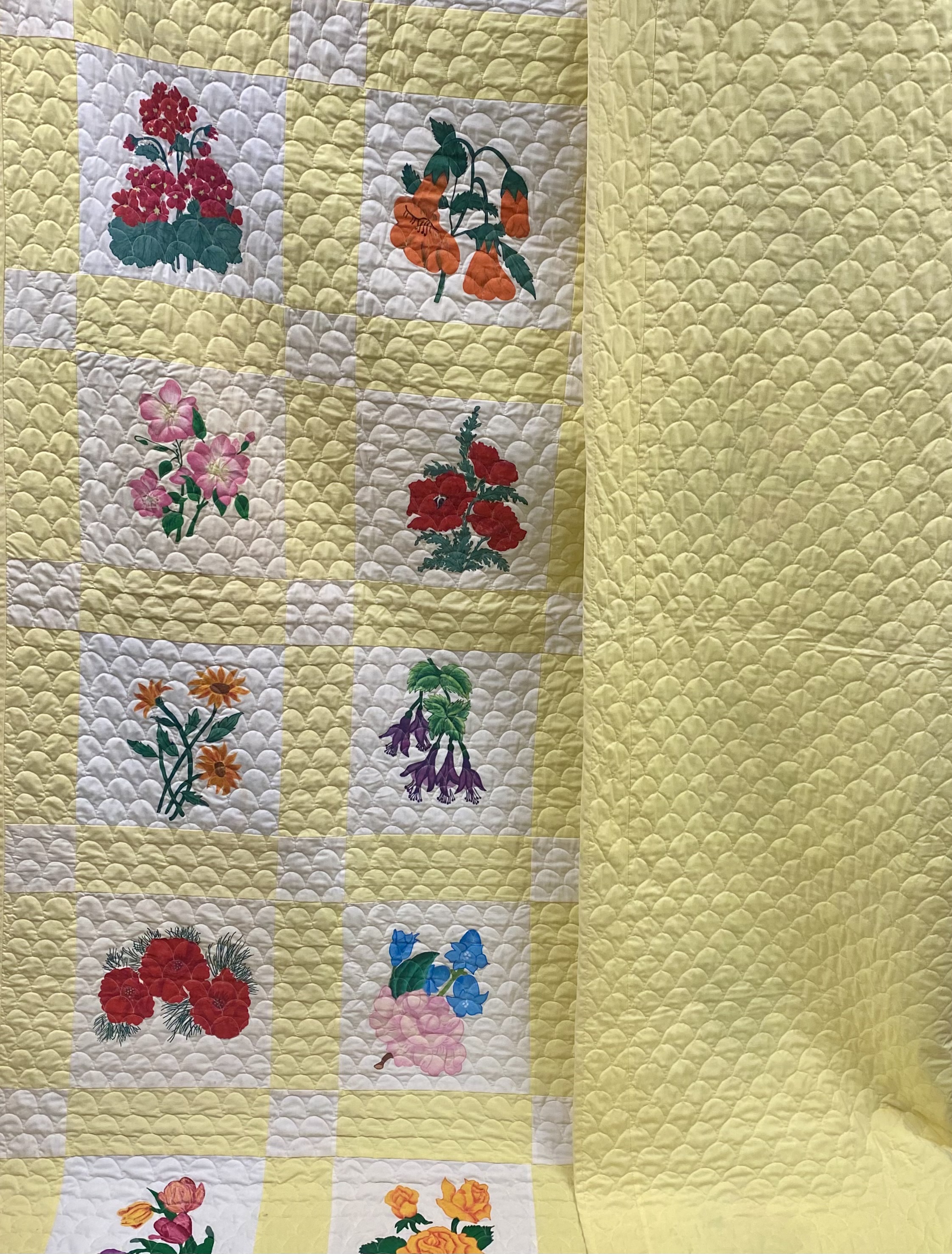 Hand-Quilted Botanical Sampler Quilt