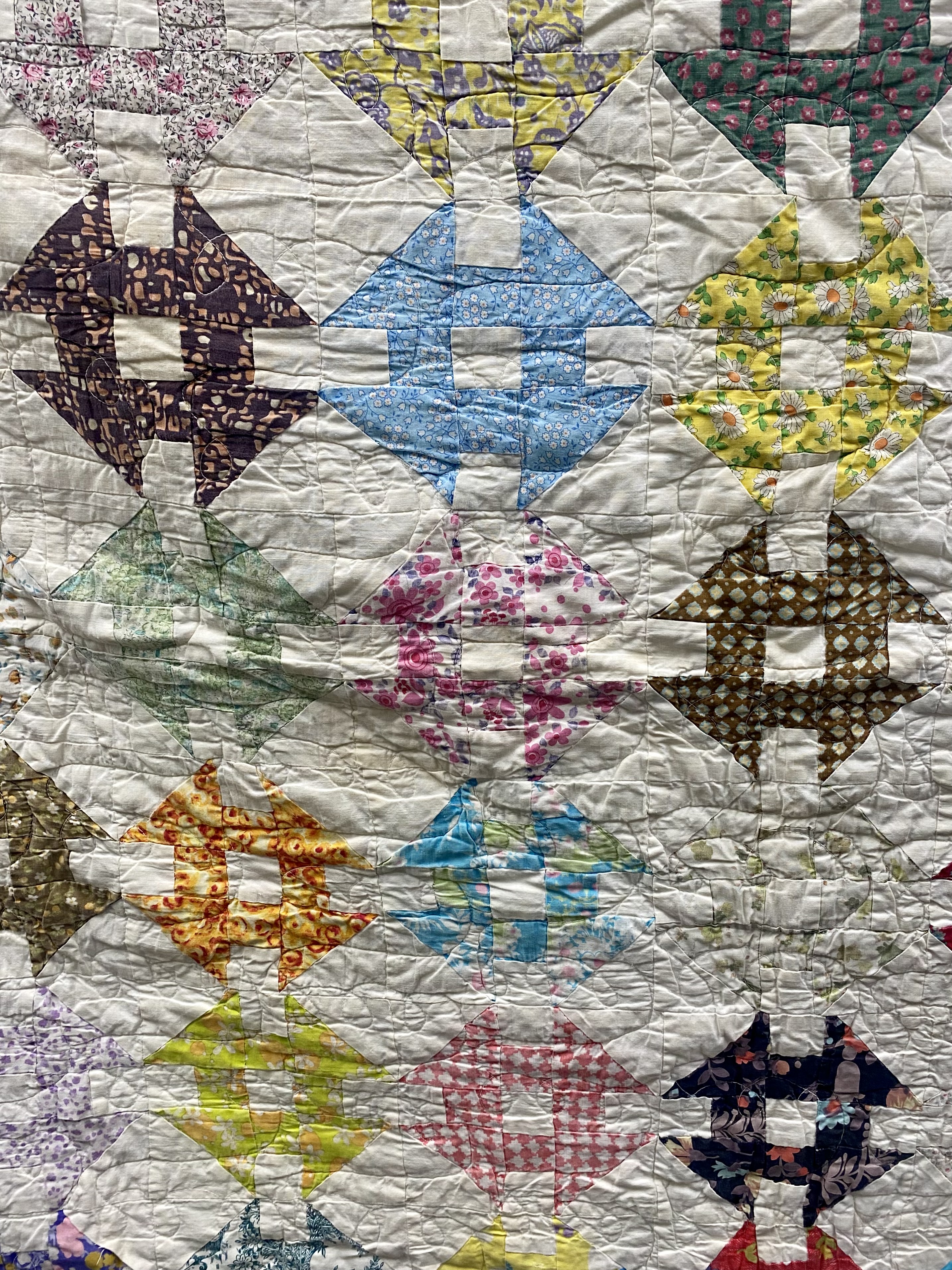 Churn Dash Pattern Scrap Quilt