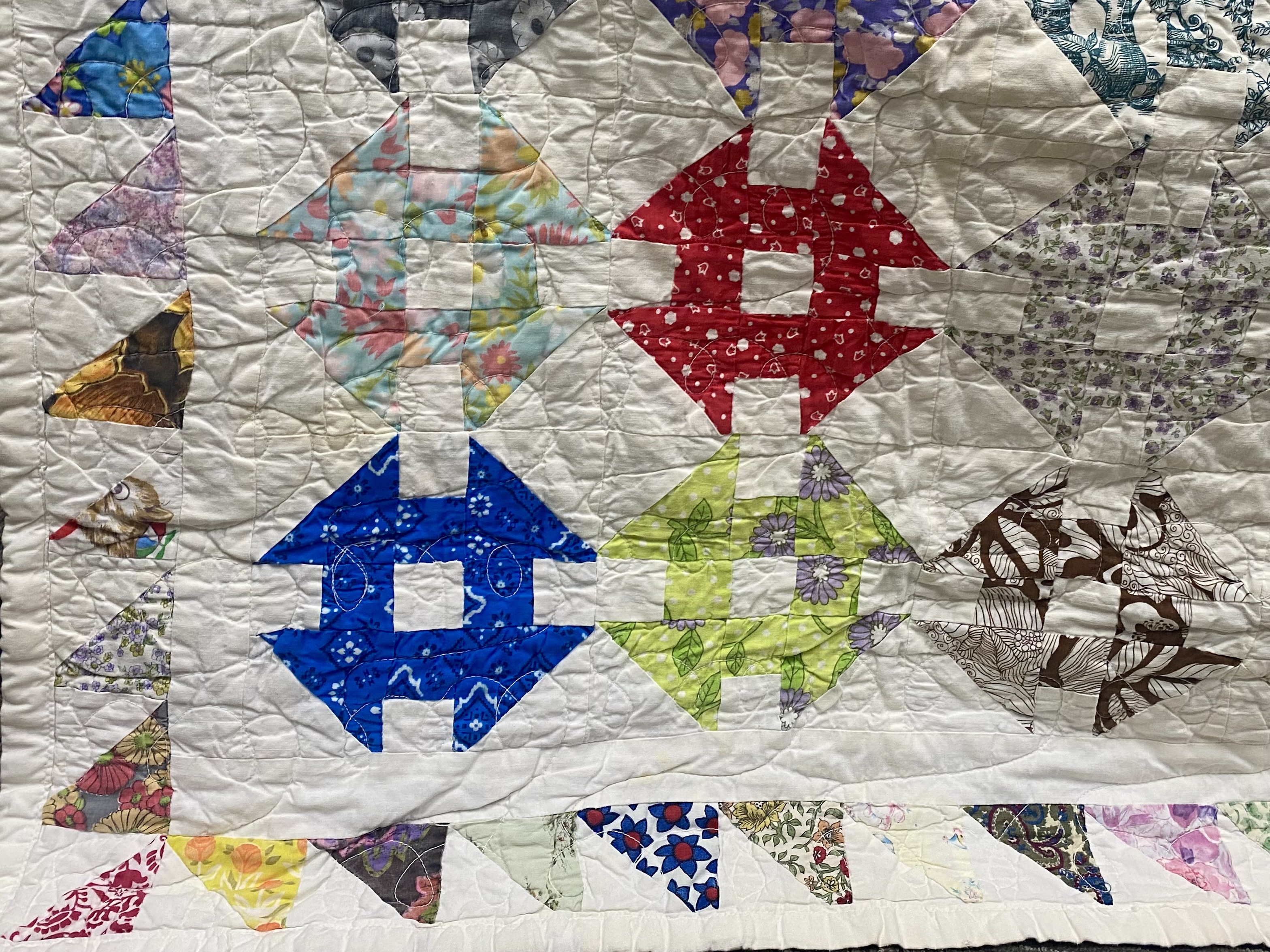 Churn Dash Pattern Scrap Quilt