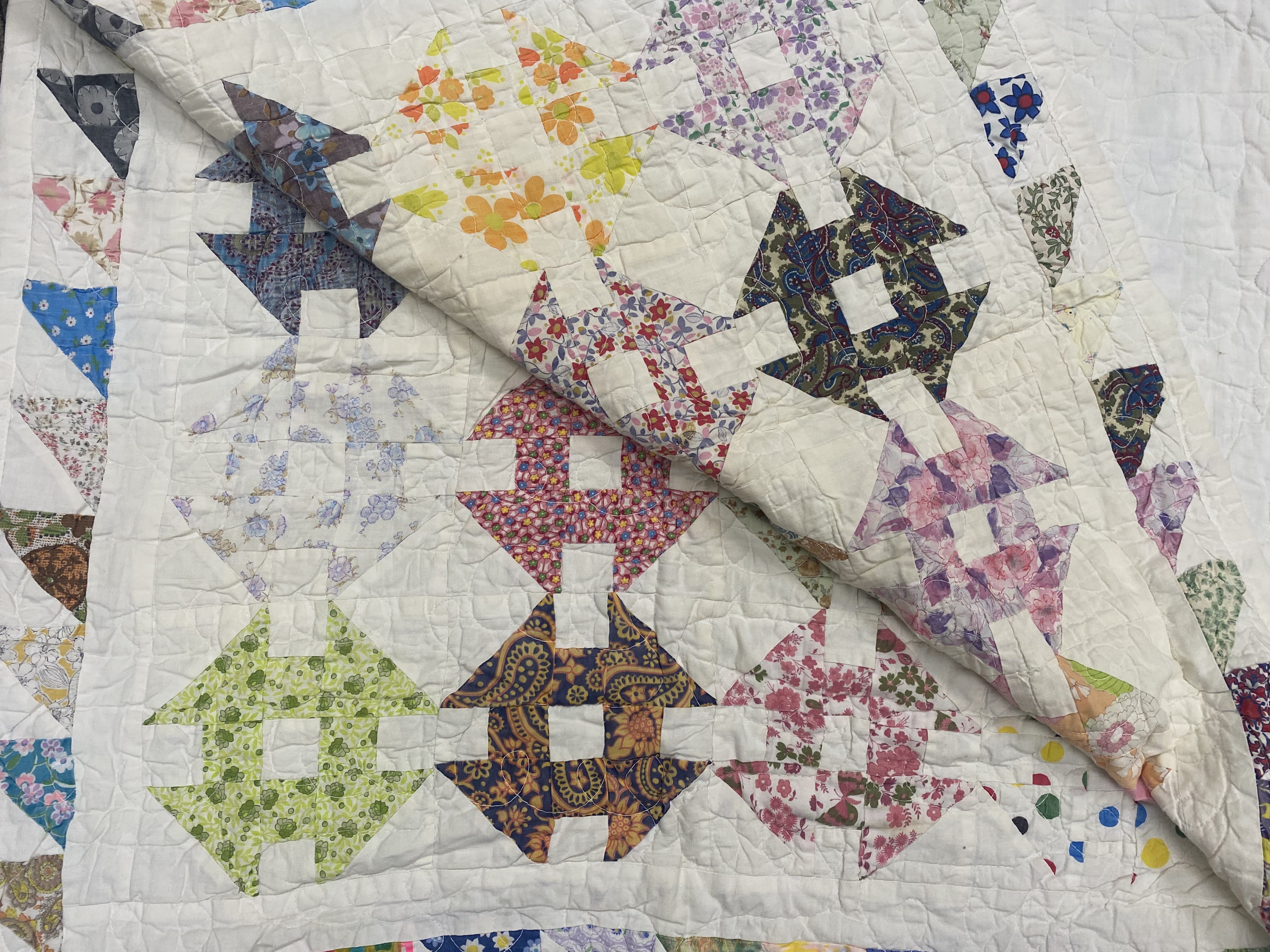 Churn Dash Pattern Scrap Quilt
