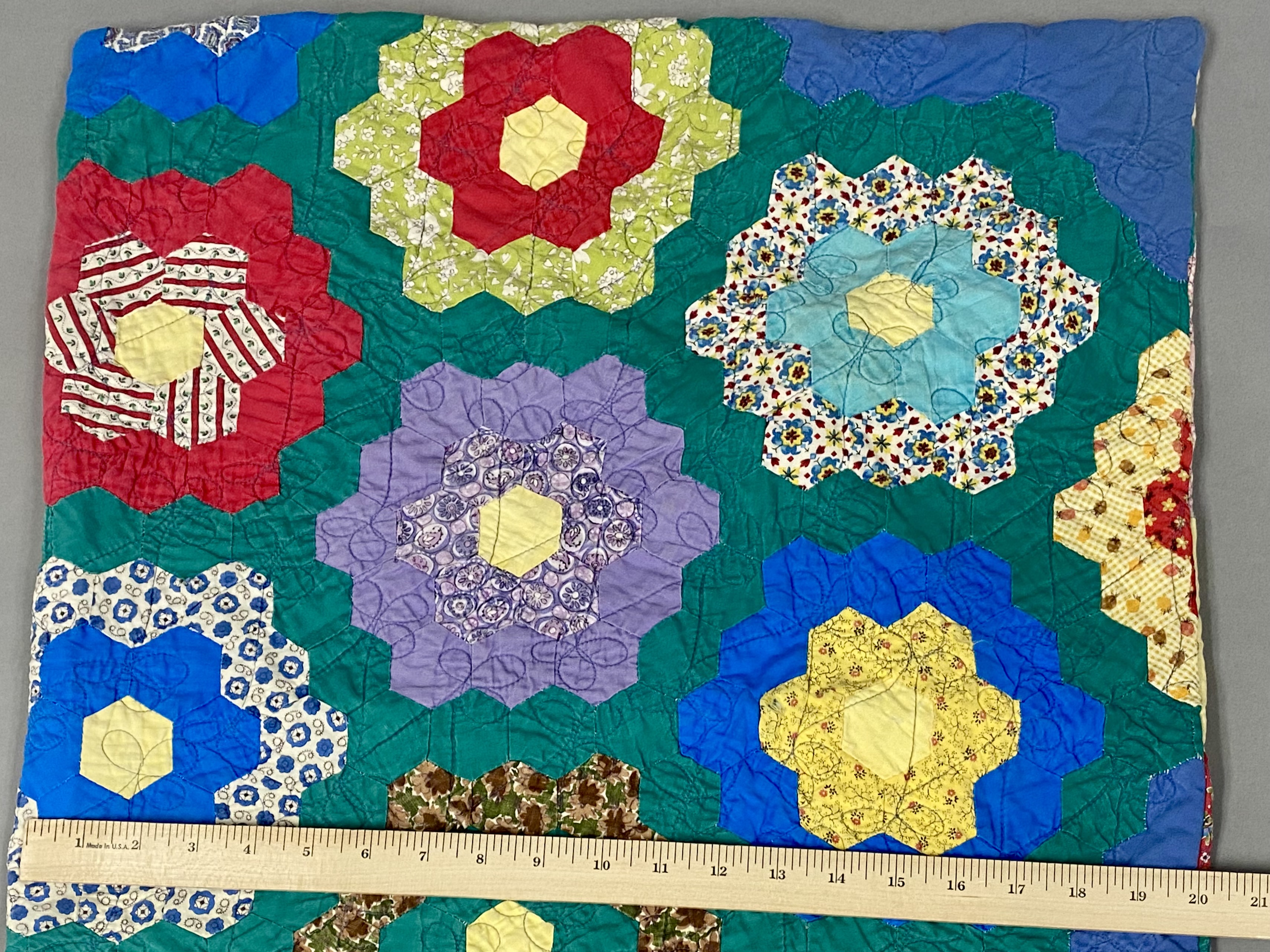 Grandmother's Flower Garden Quilted Sham
