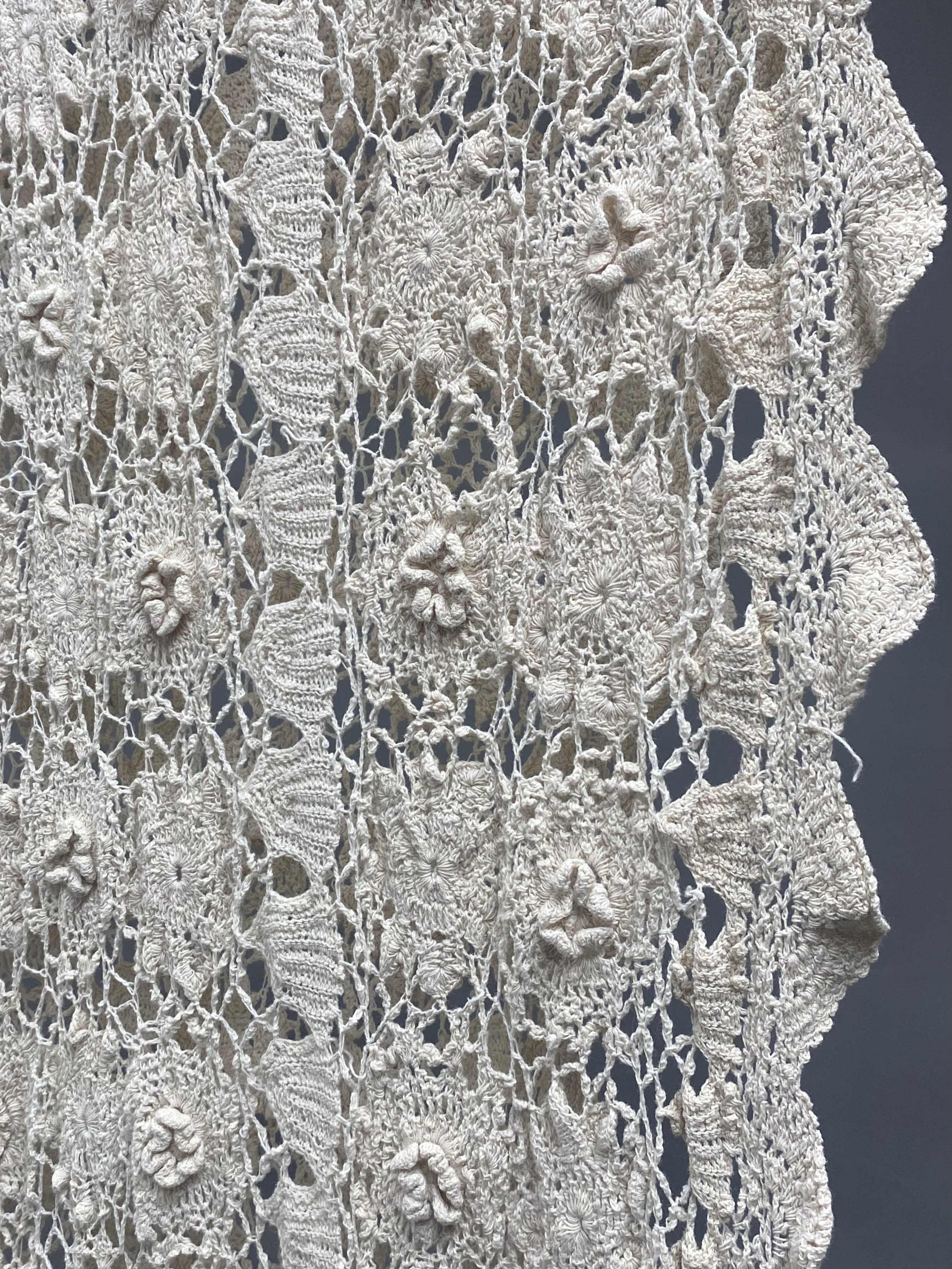 Large Hand Crocheted Floral Cotton Bedspread