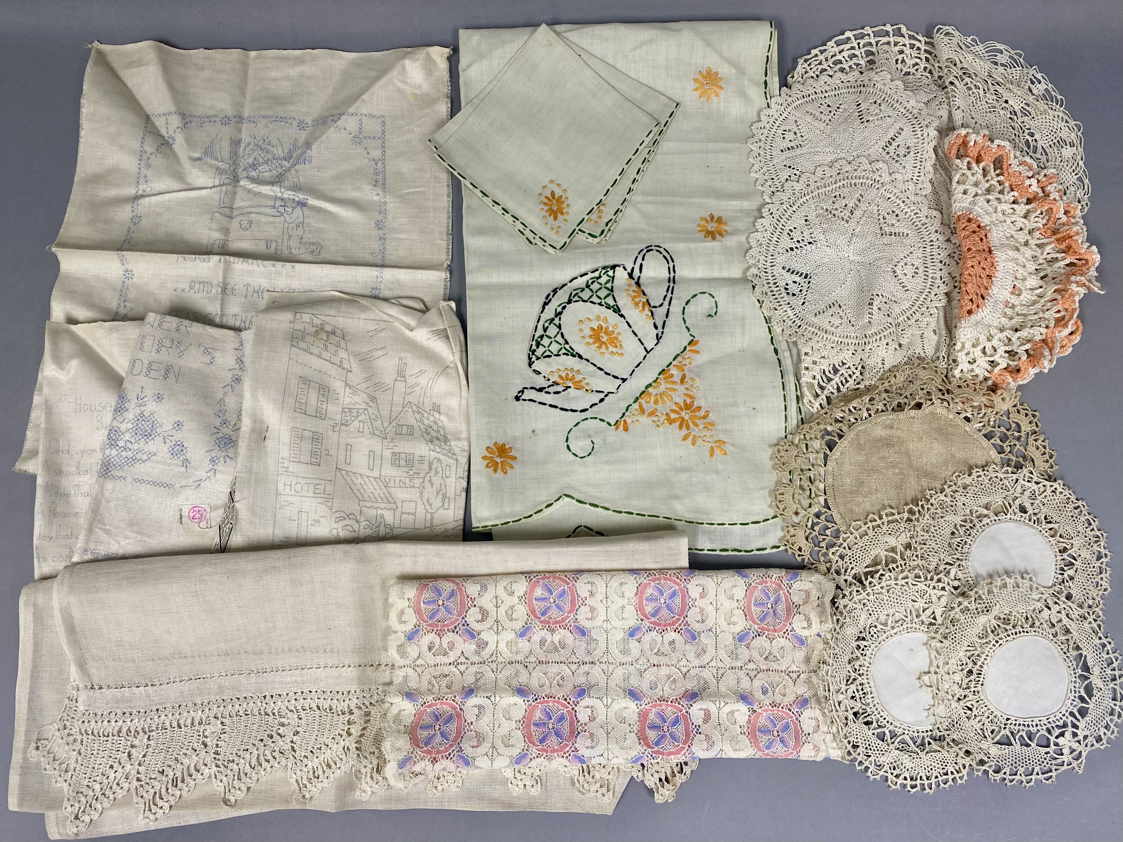 Collection of Vintage Linens and Samplers
