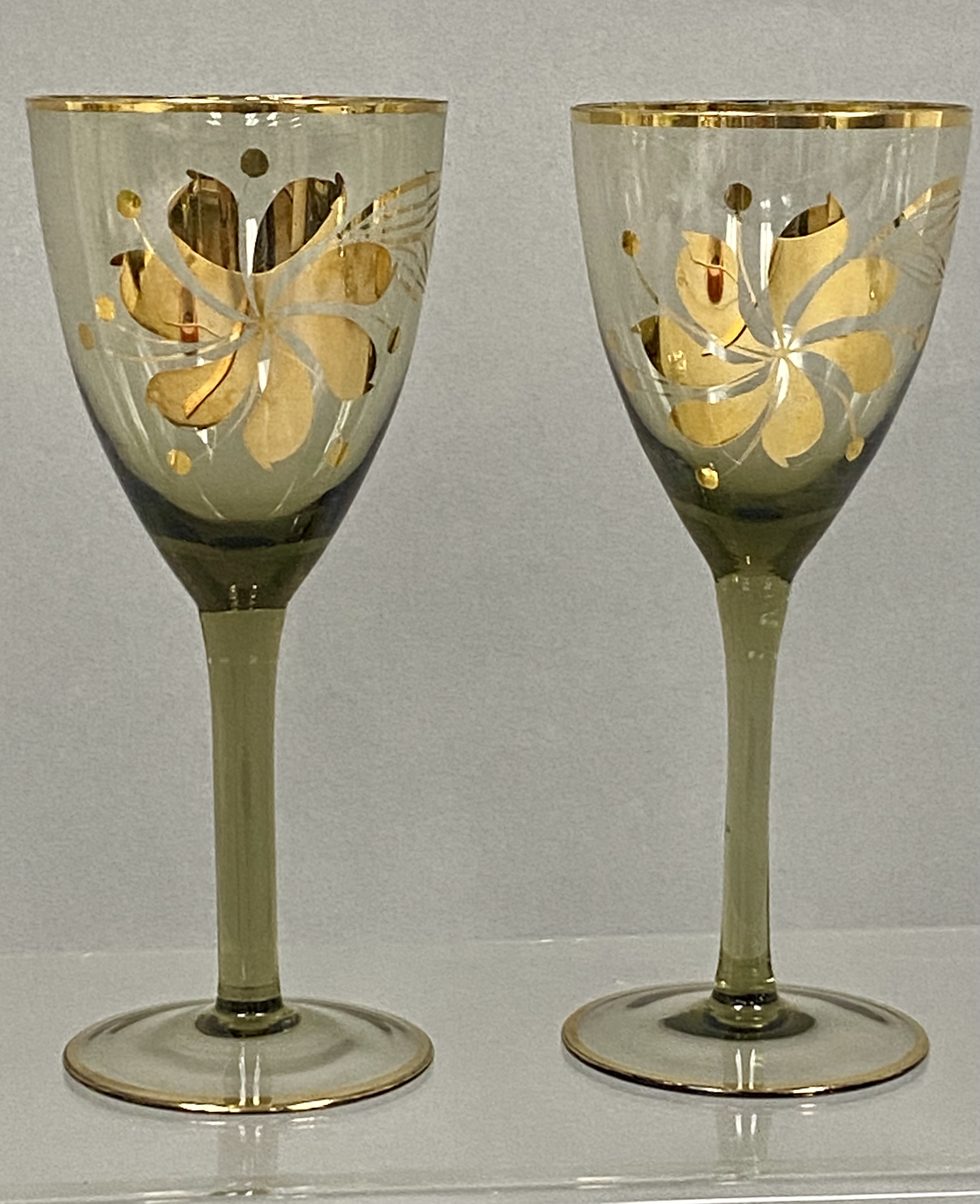 Five Gilt Mid-Century Modern Glasses