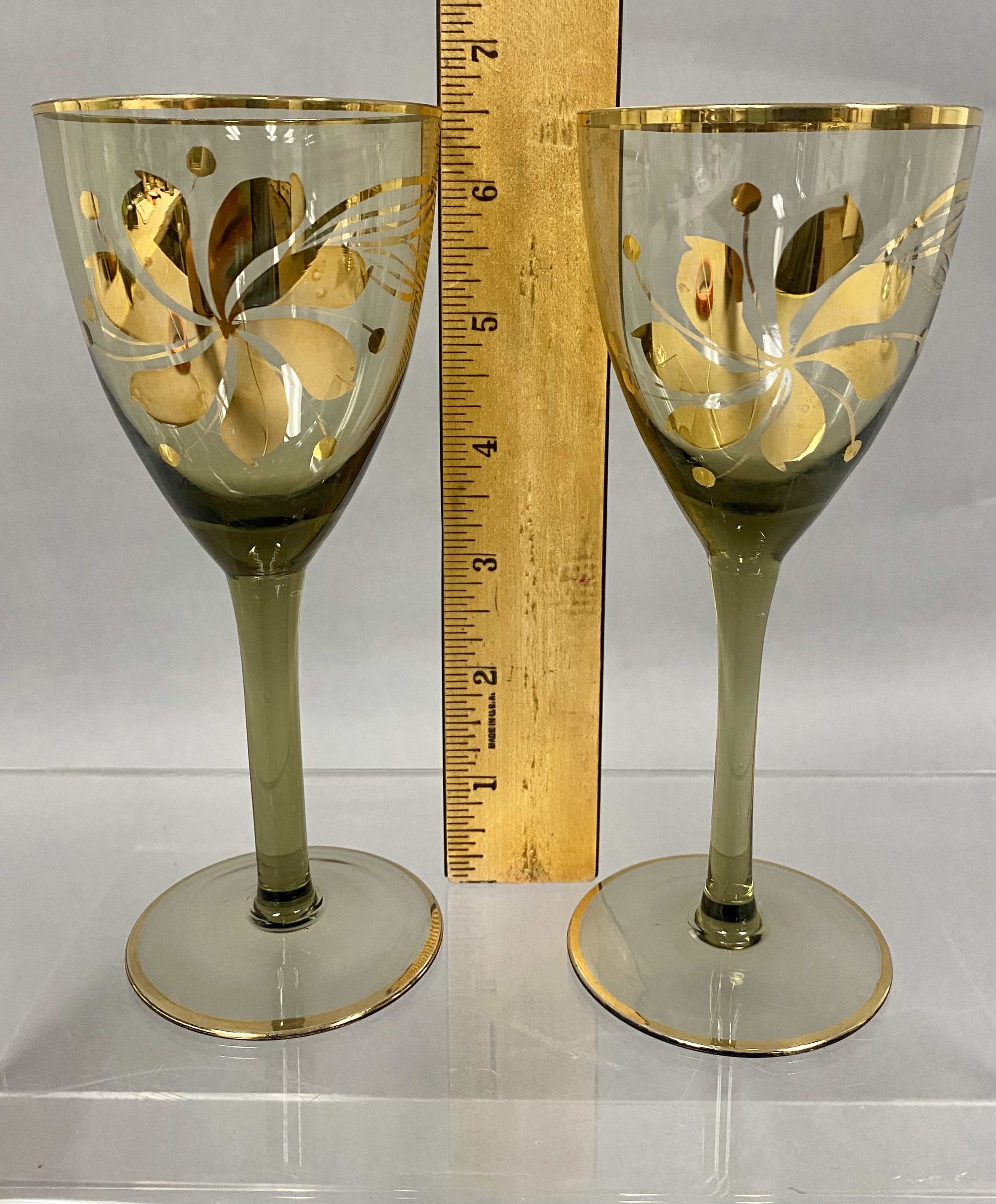 Five Gilt Mid-Century Modern Glasses