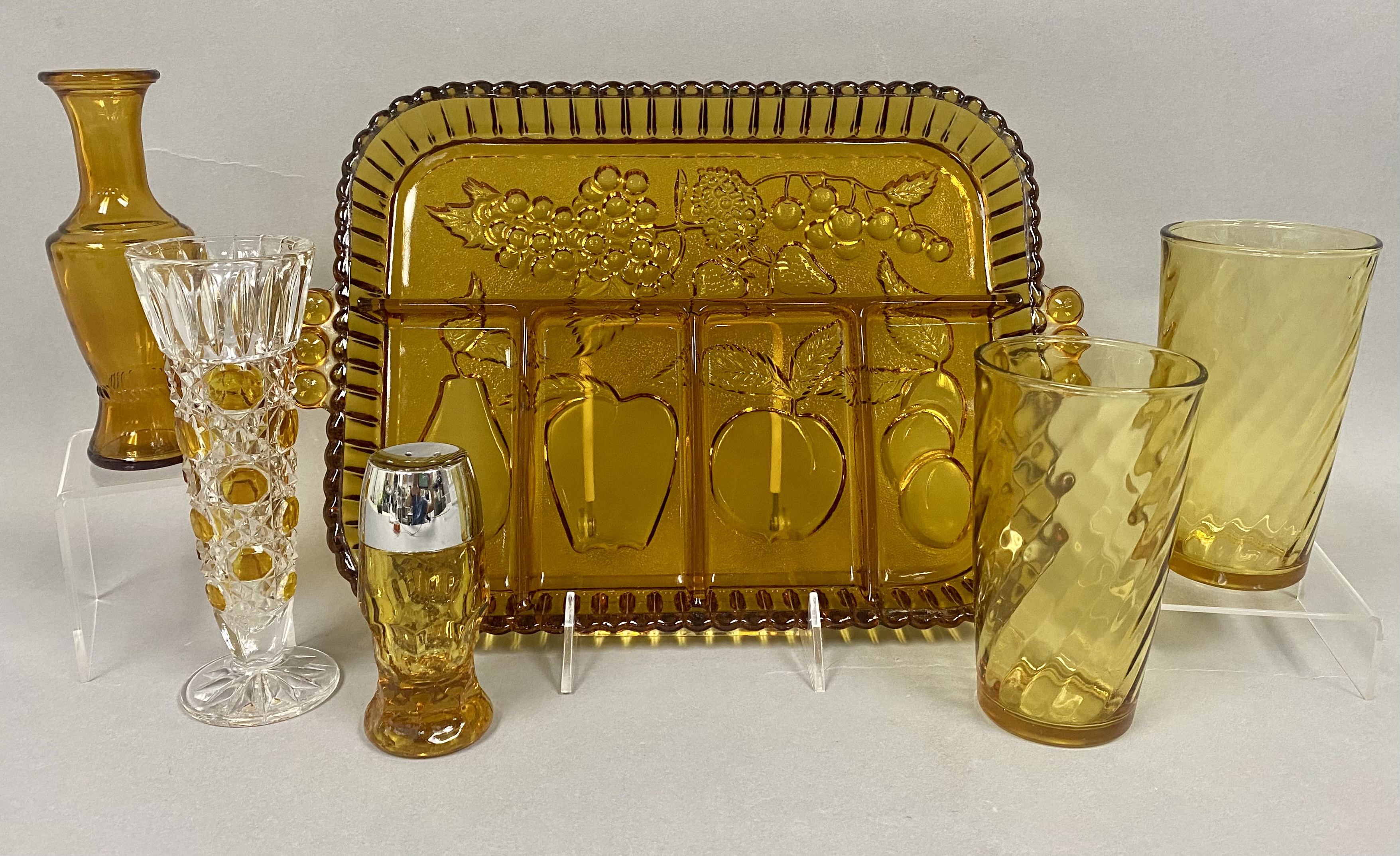 Collection of Mid-Century Amber Glassware