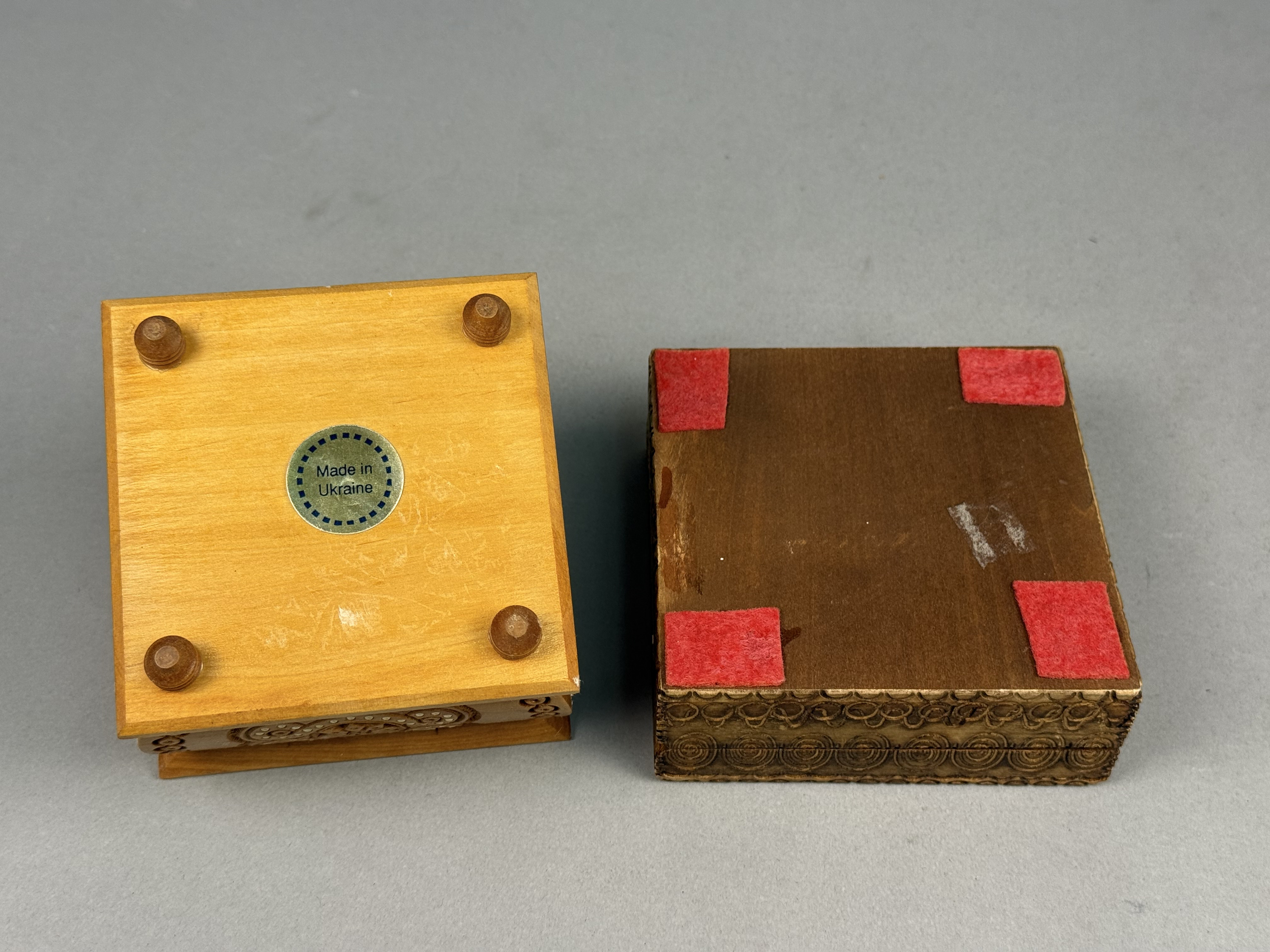 Two Carved Wood Trinket Boxes