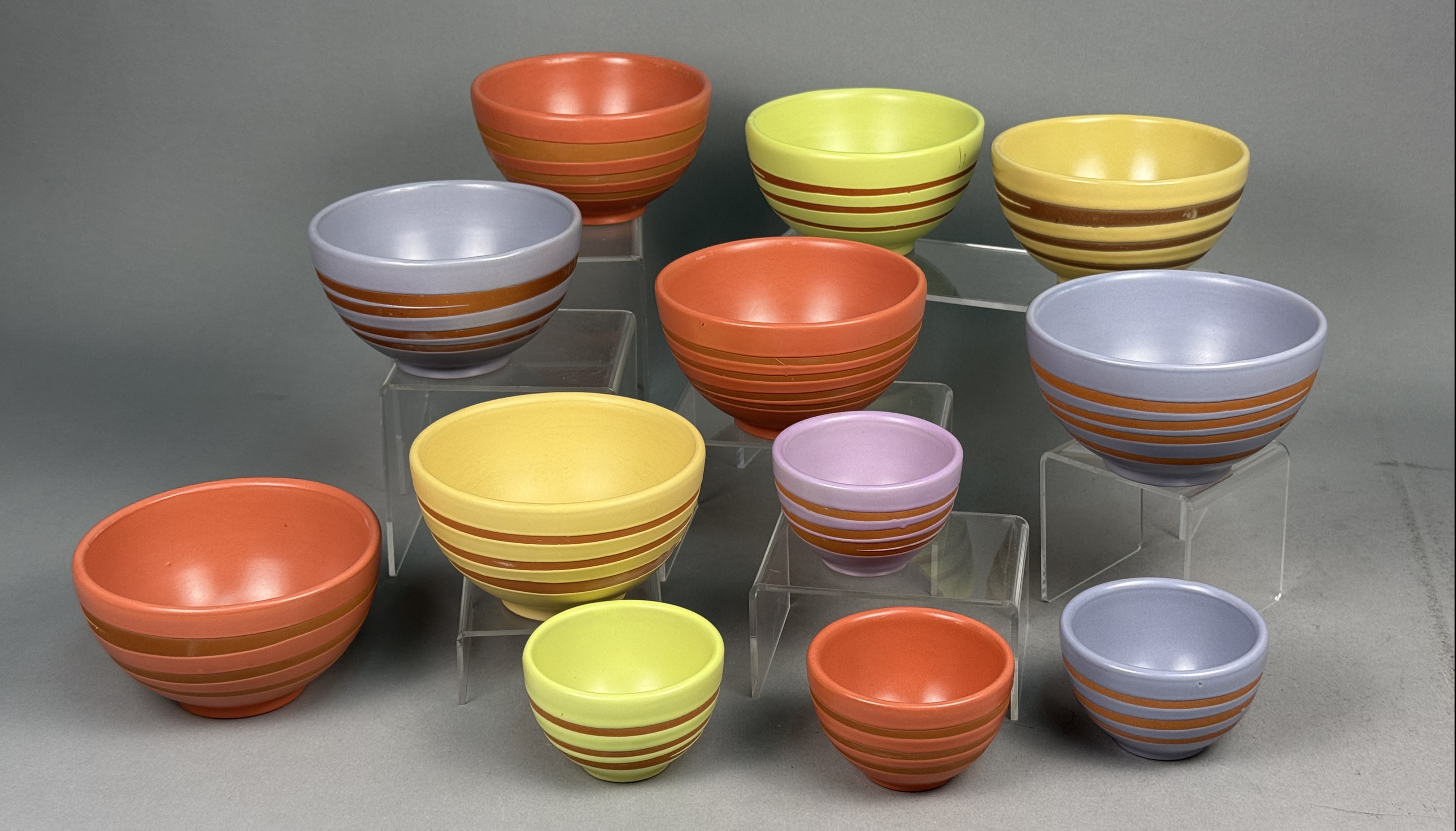 Twelve Starbucks Multi-Colored Striped Bowls