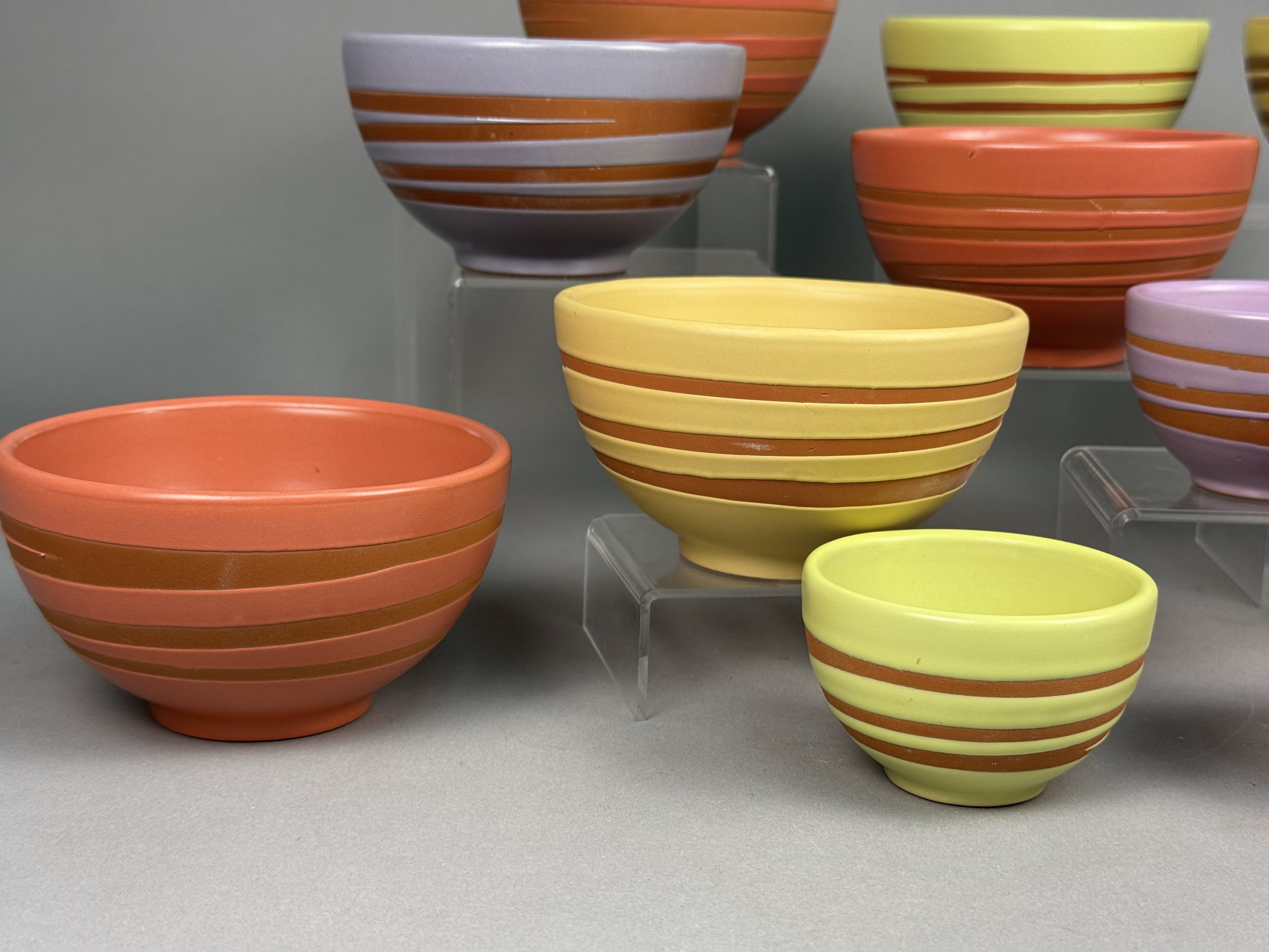 Twelve Starbucks Multi-Colored Striped Bowls