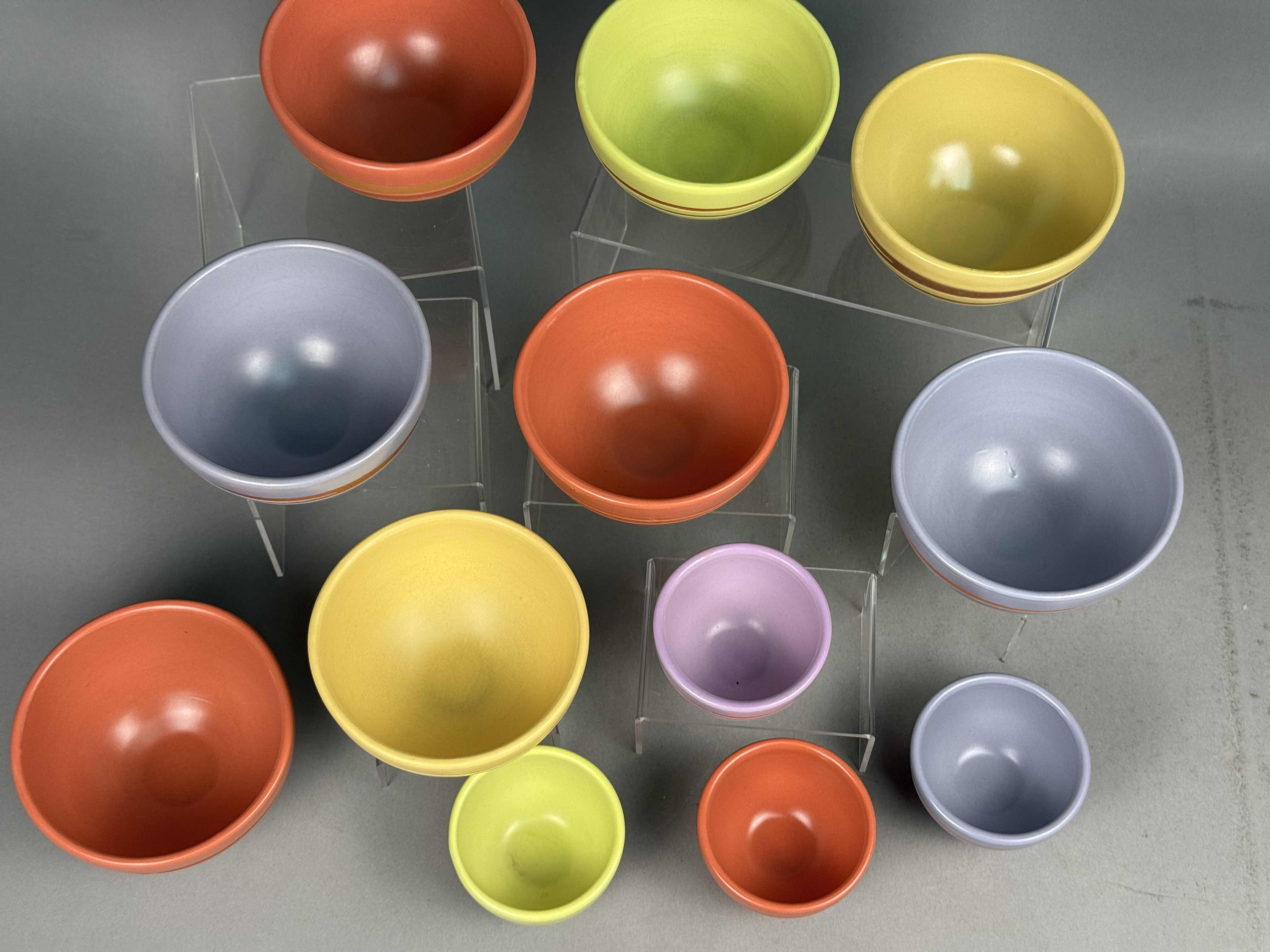 Twelve Starbucks Multi-Colored Striped Bowls