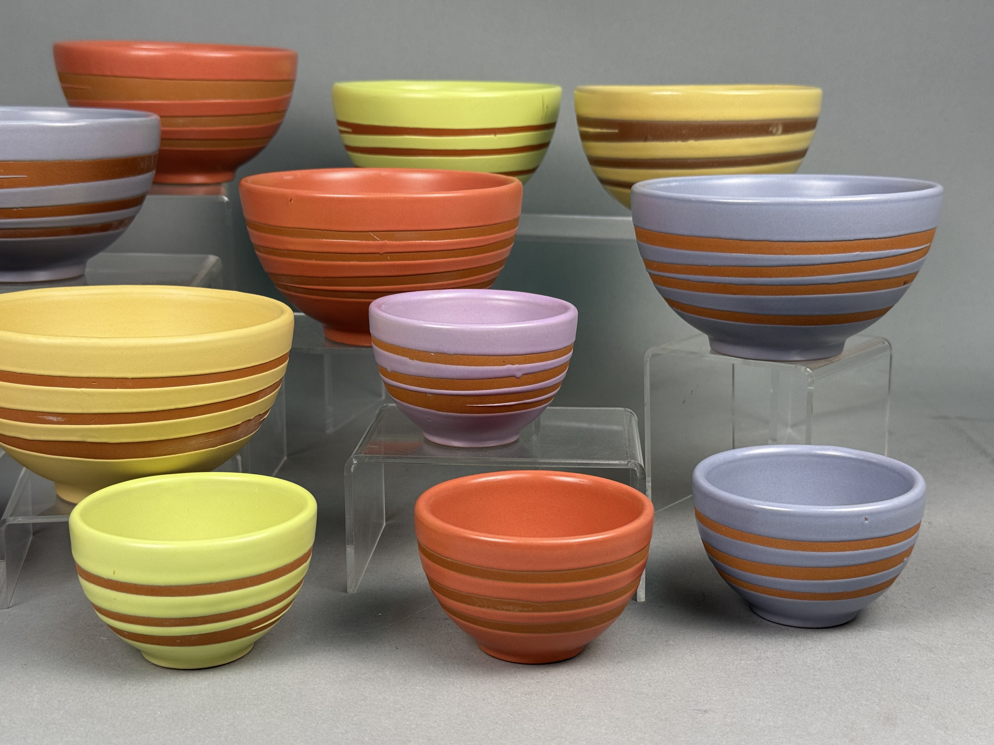 Twelve Starbucks Multi-Colored Striped Bowls
