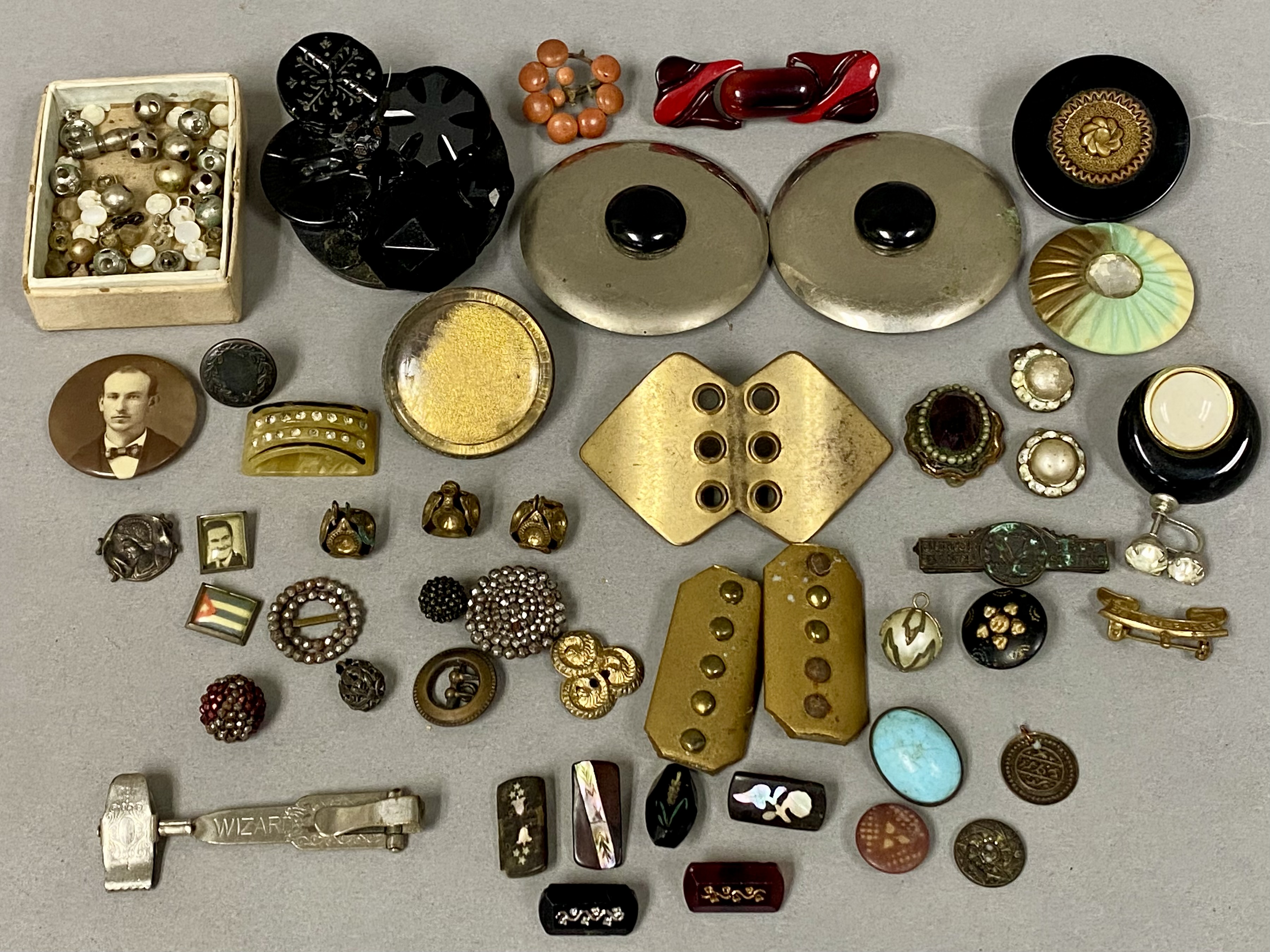 Collection of Vintage Buttons and Collectibles