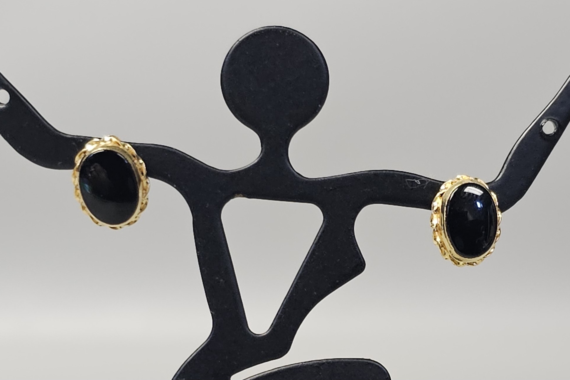 14K Gold Black Onyx Earrings