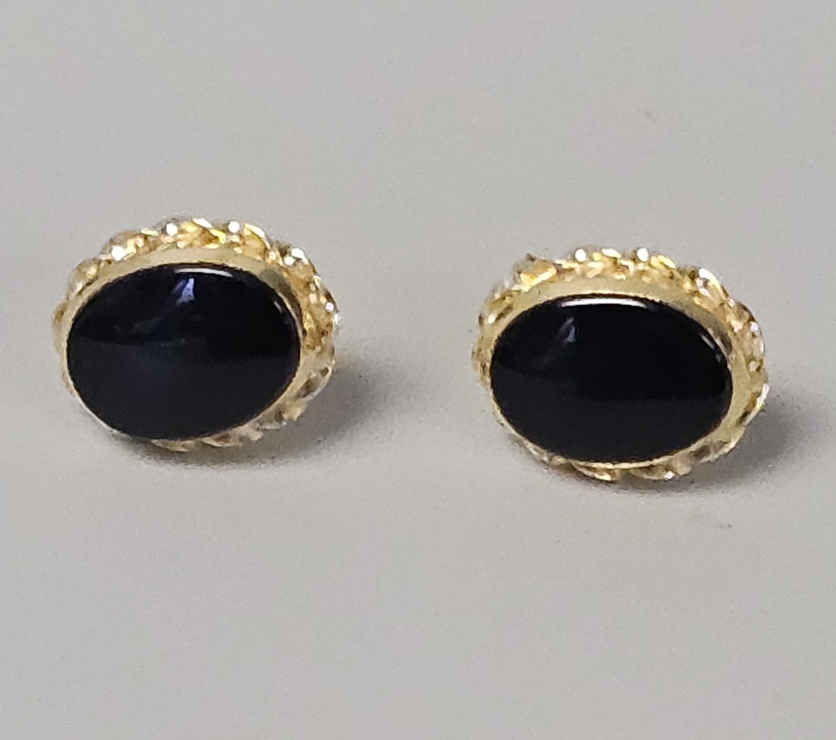 14K Gold Black Onyx Earrings