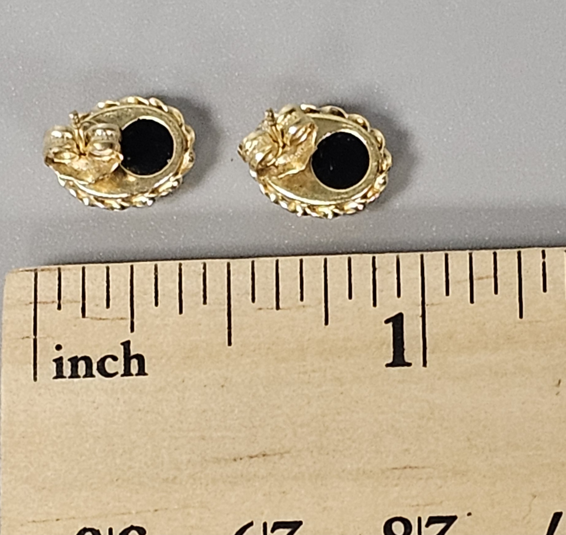14K Gold Black Onyx Earrings