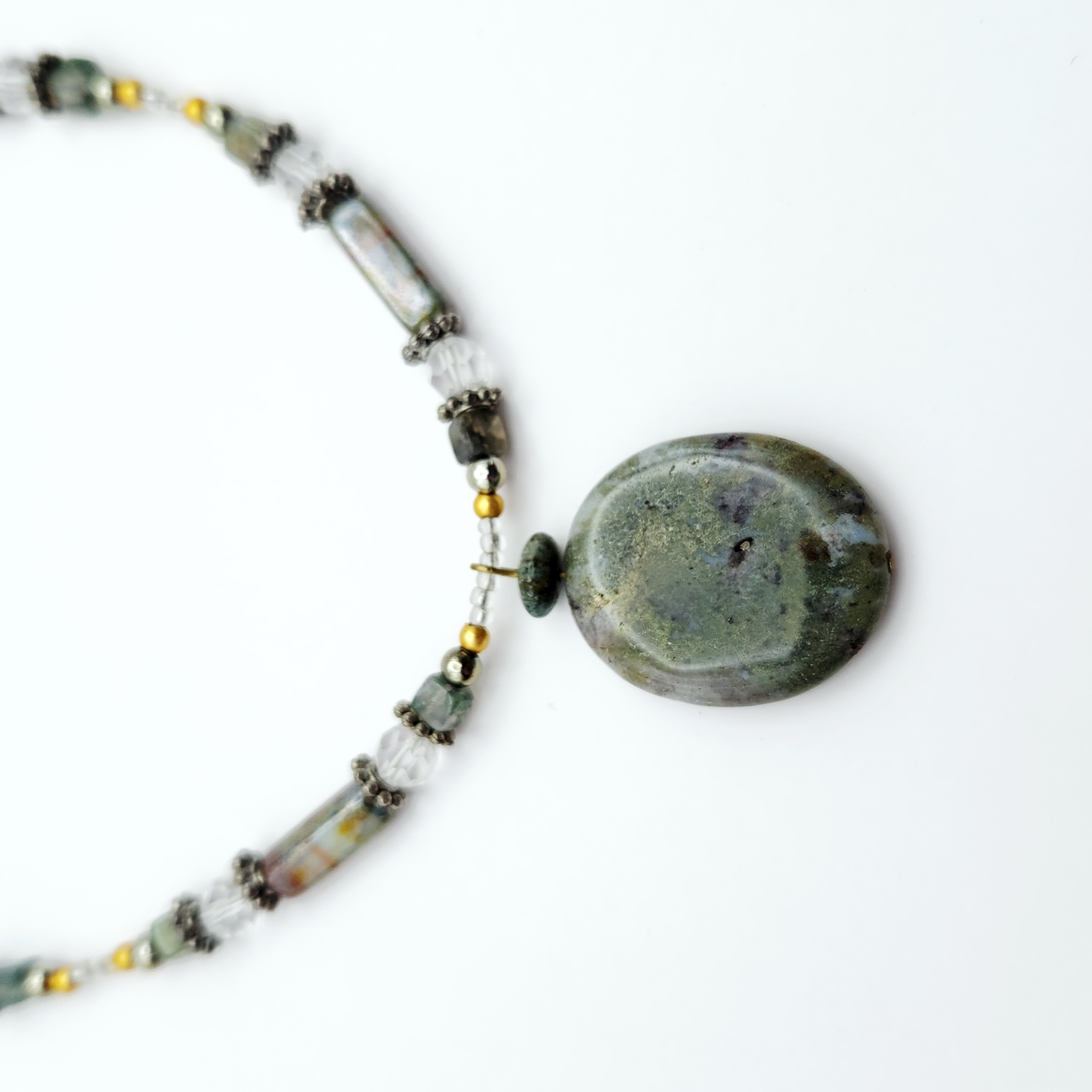 Stone Pendant Necklace & Earrings