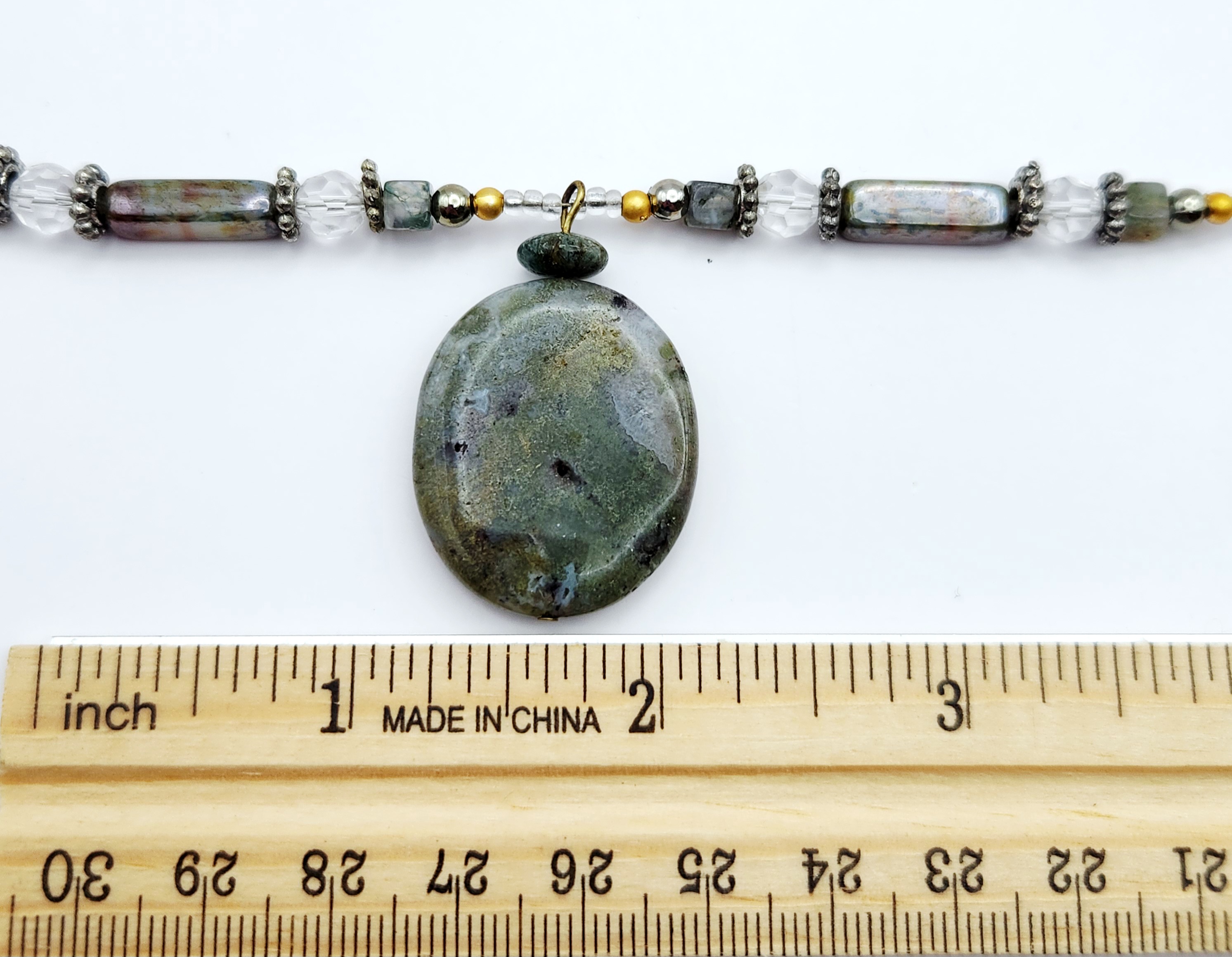 Stone Pendant Necklace & Earrings