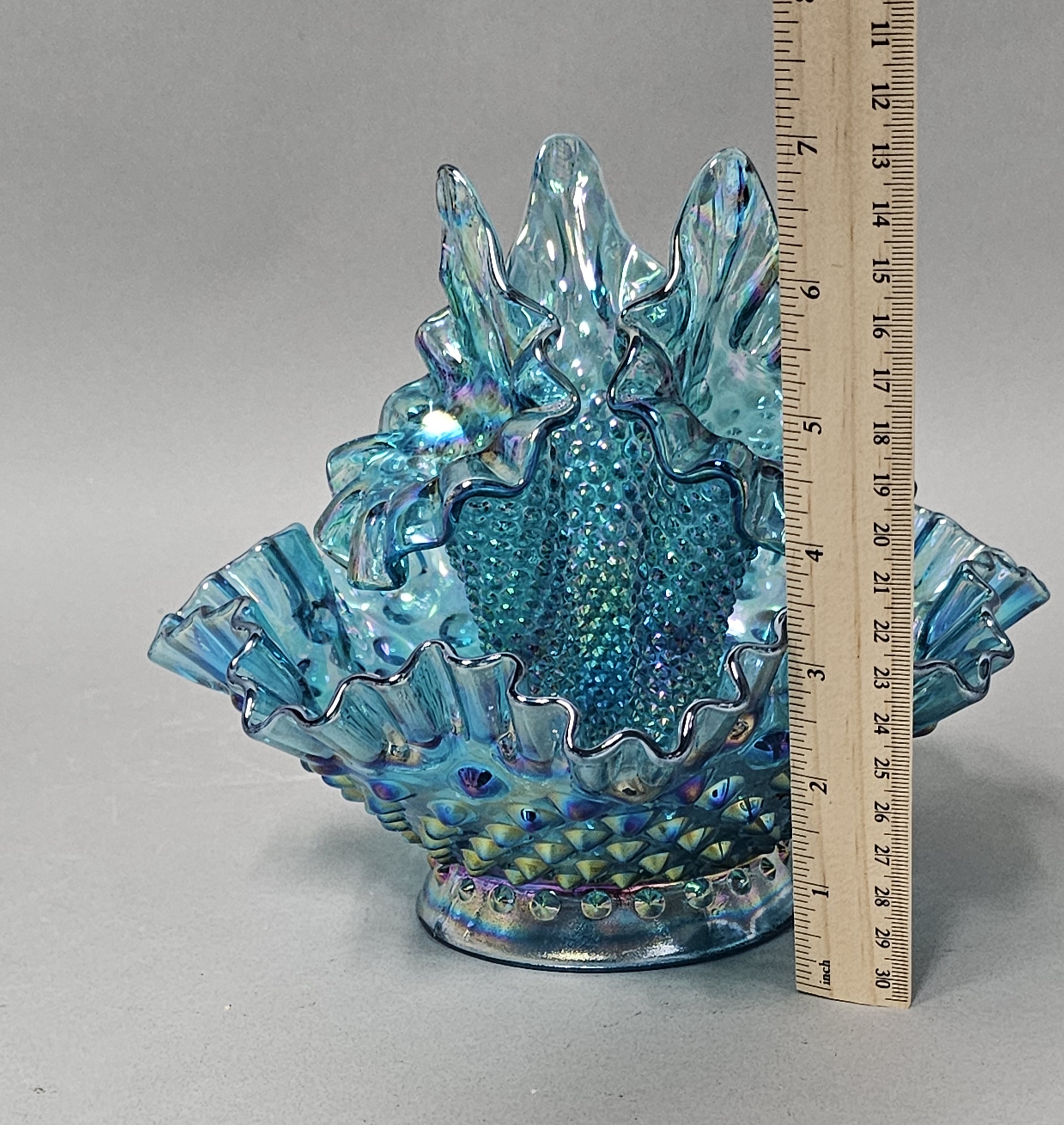 Fenton Hobnail Teal Iridescent Epergne