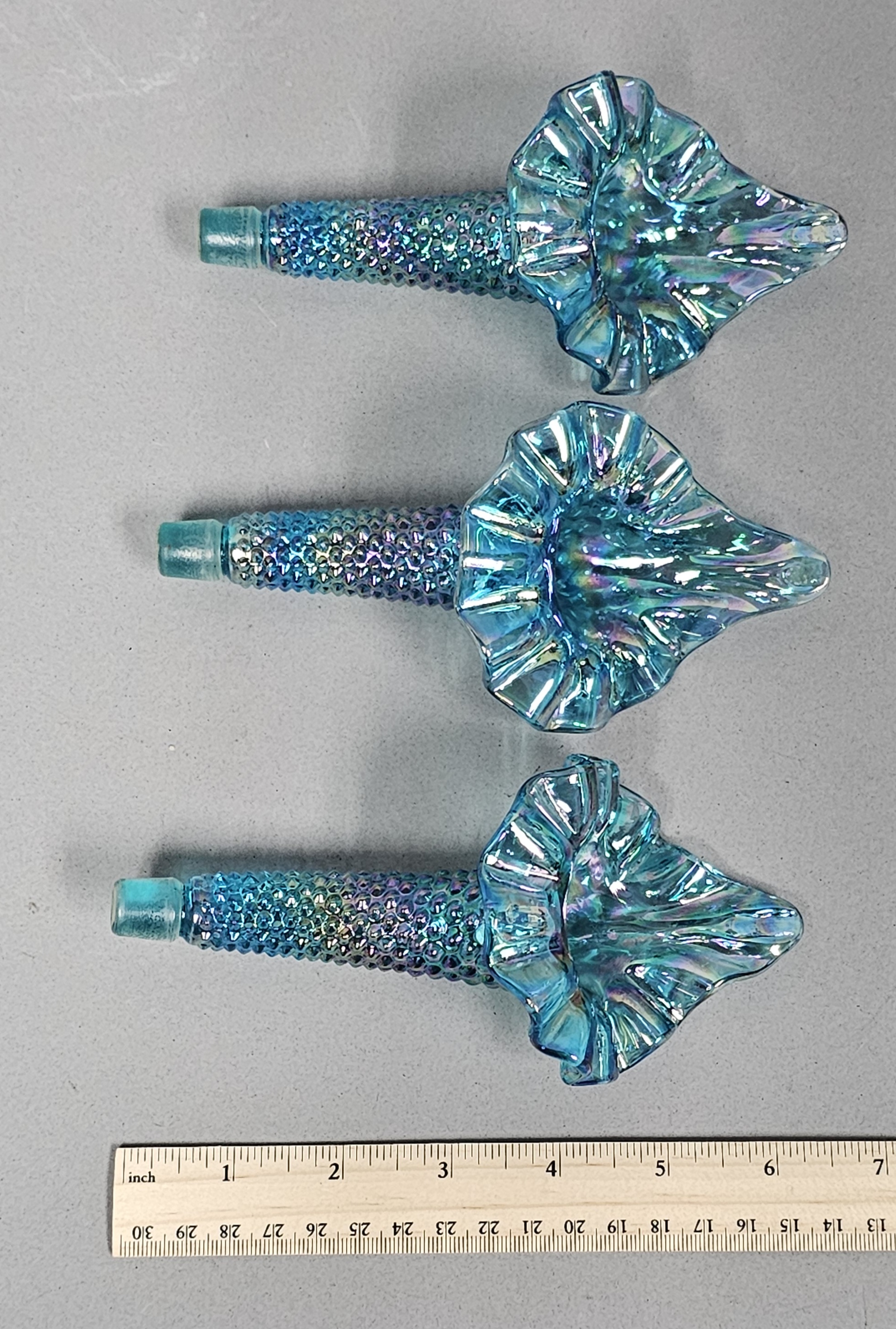 Fenton Hobnail Teal Iridescent Epergne