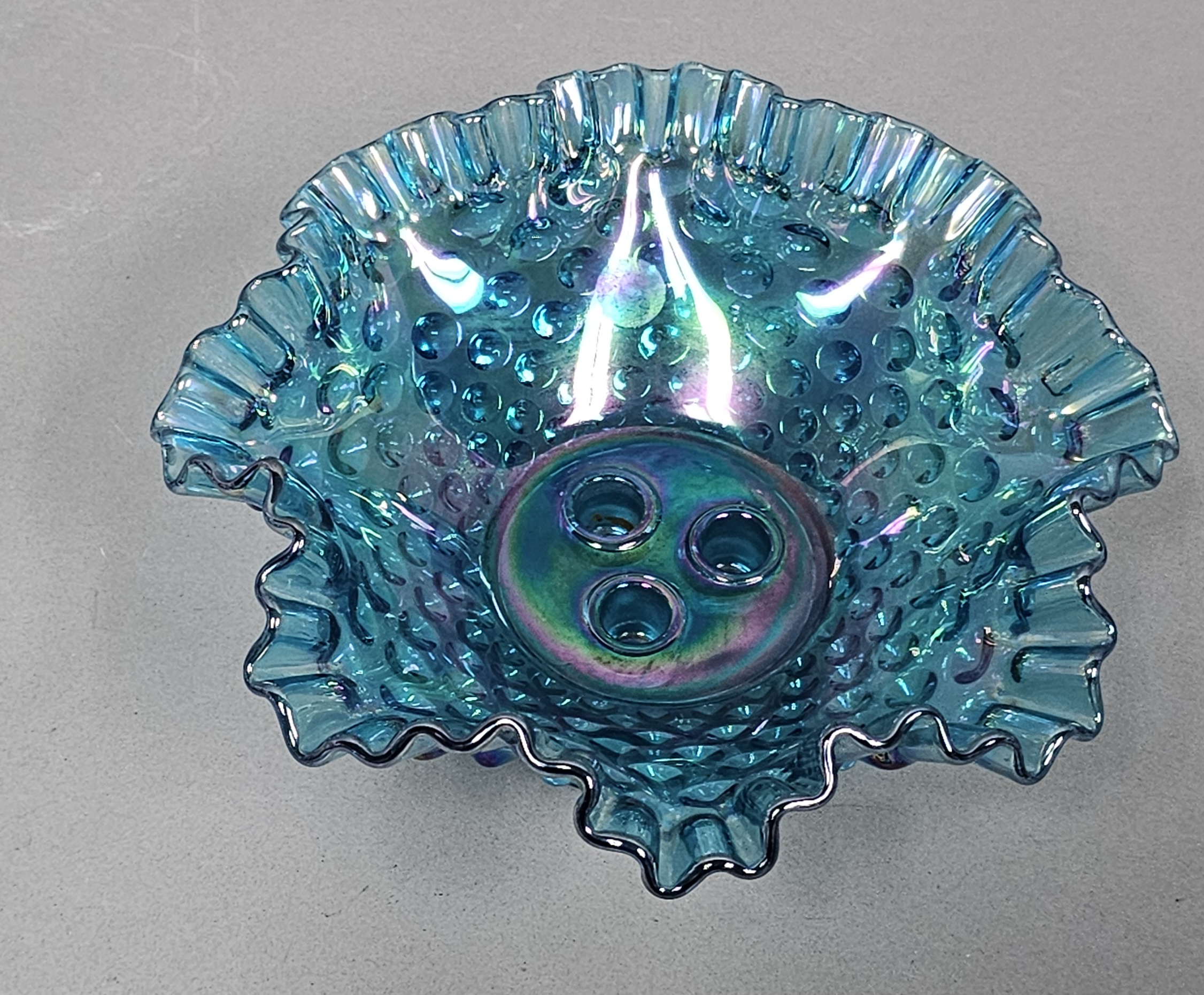 Fenton Hobnail Teal Iridescent Epergne
