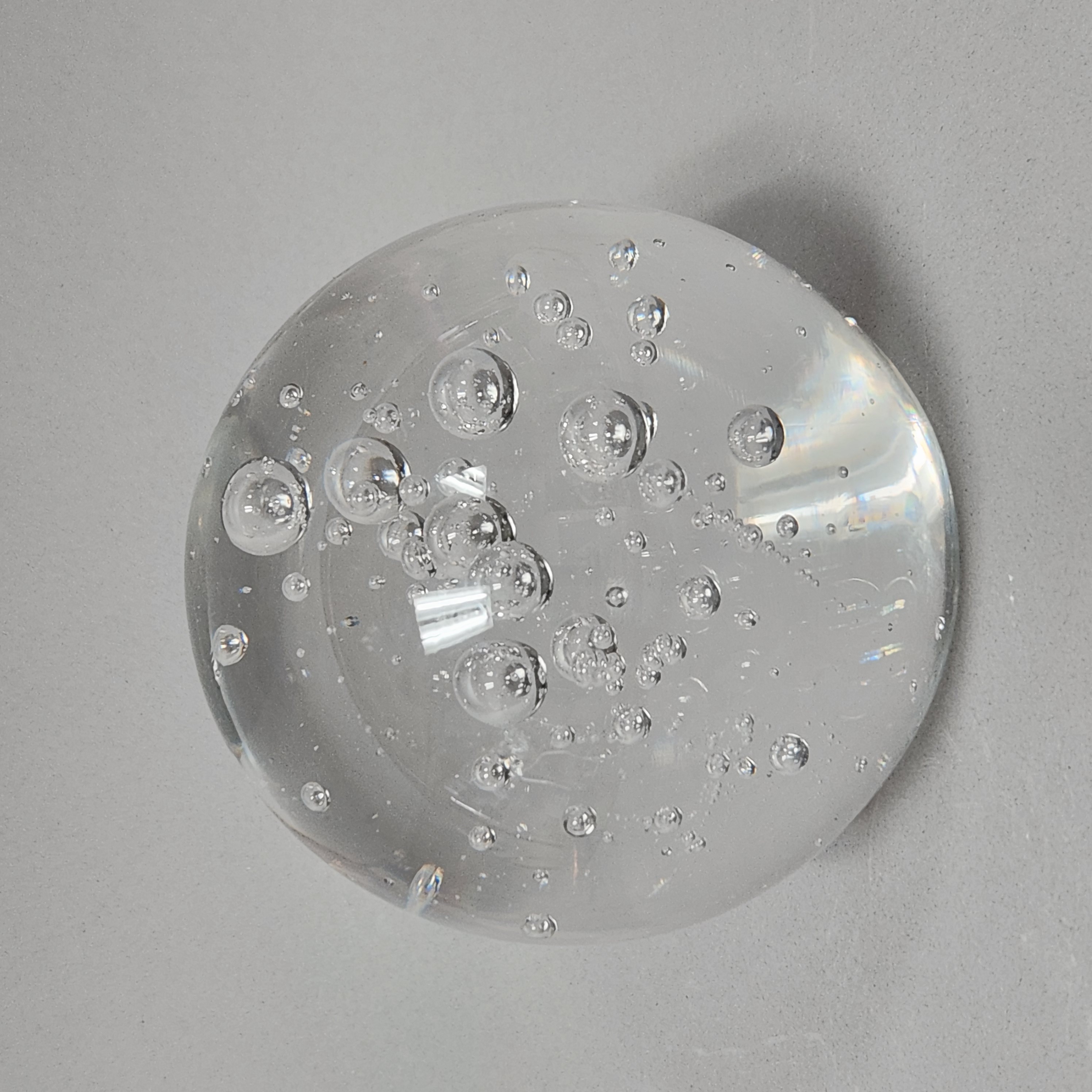 Clear Bubble Glass Paperweight