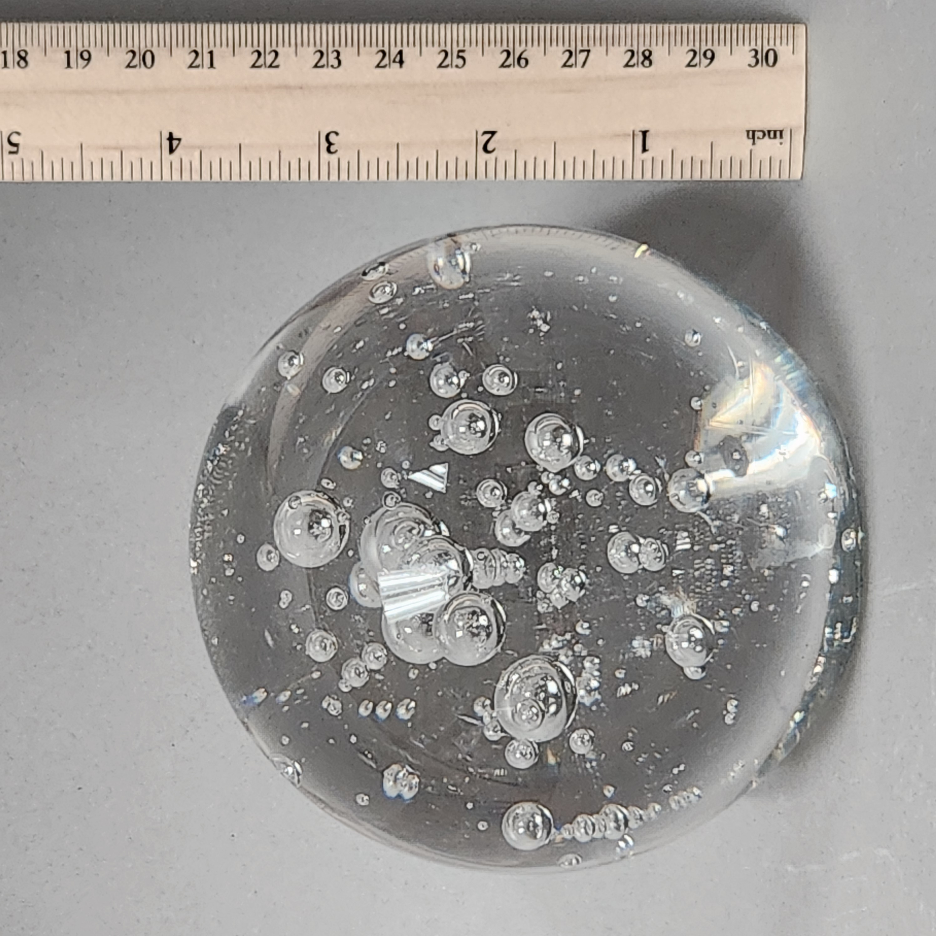 Clear Bubble Glass Paperweight