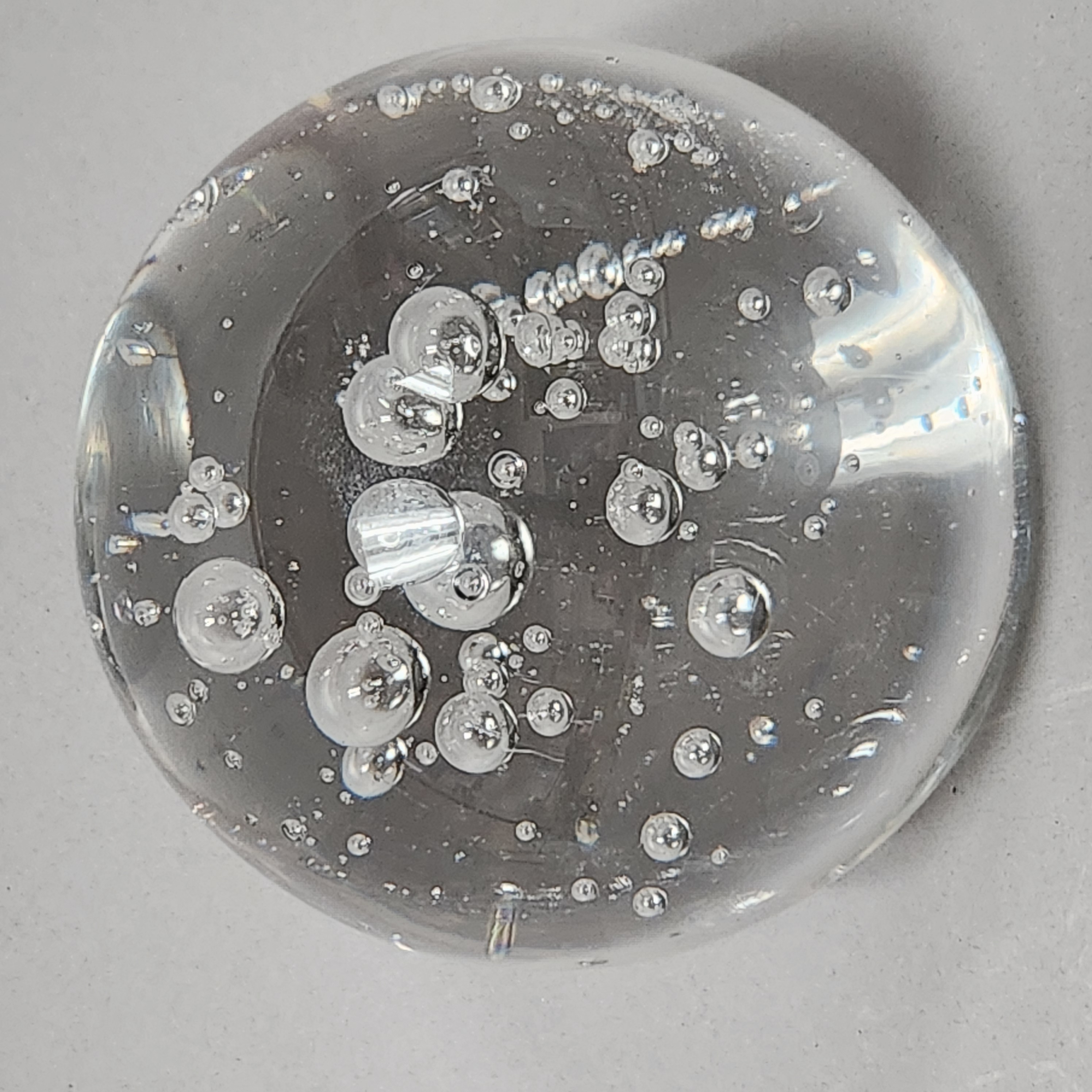 Clear Bubble Glass Paperweight