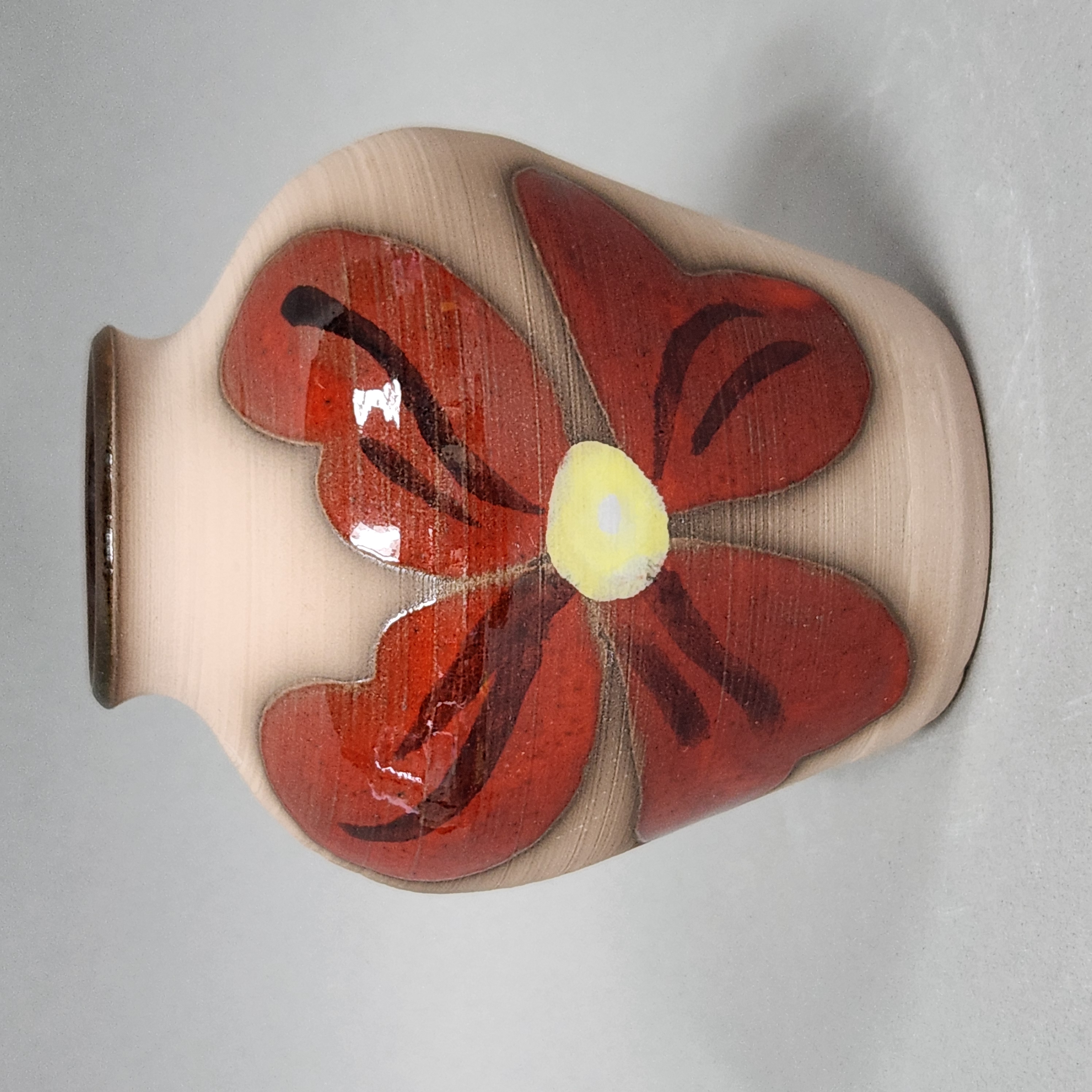 Kane Signed Floral Ceramic Vase