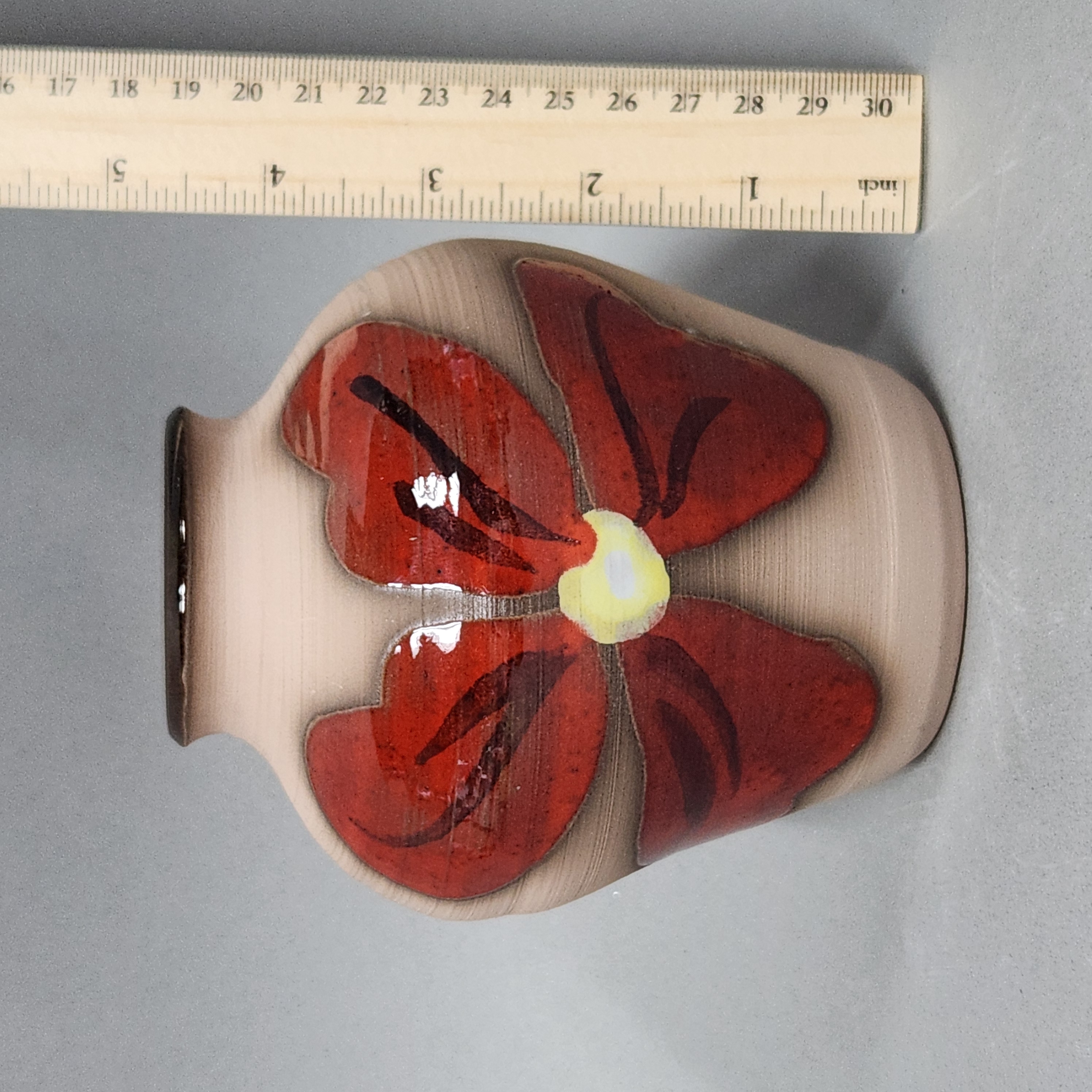Kane Signed Floral Ceramic Vase