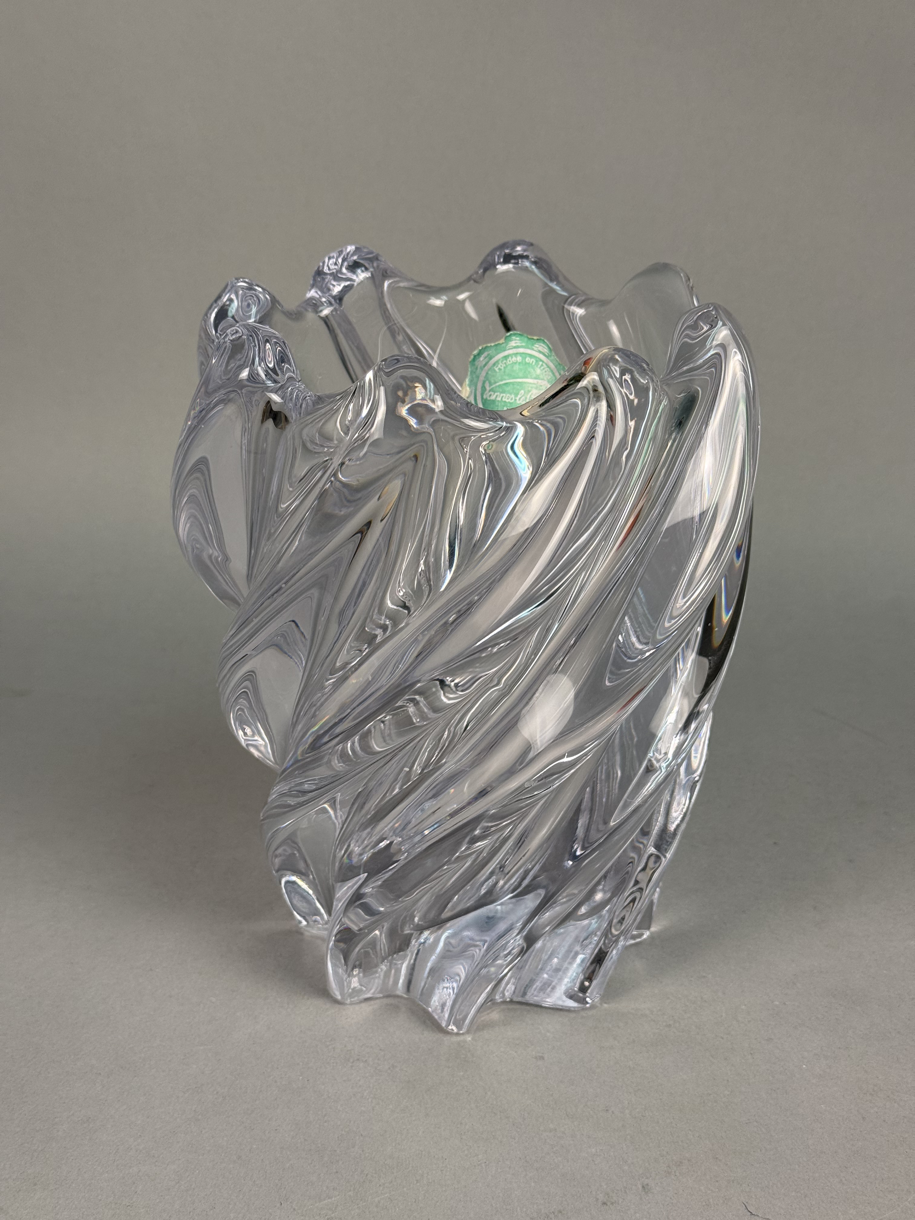 Art Vannes France Crystal Swirl Vase