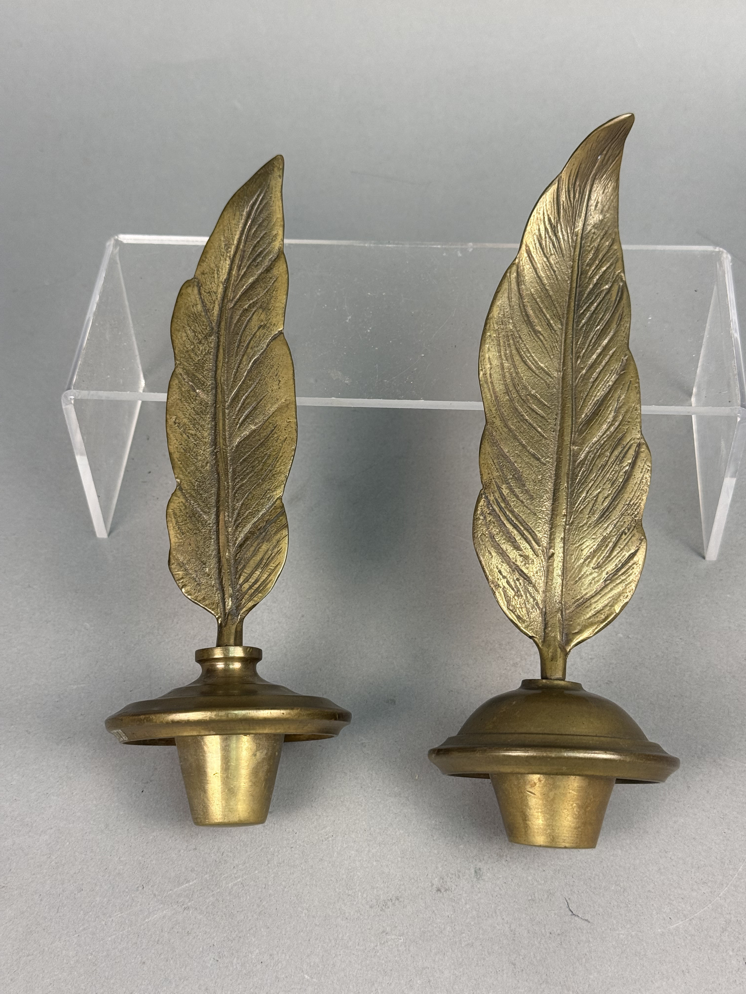 Pair of Brass Feather Finials