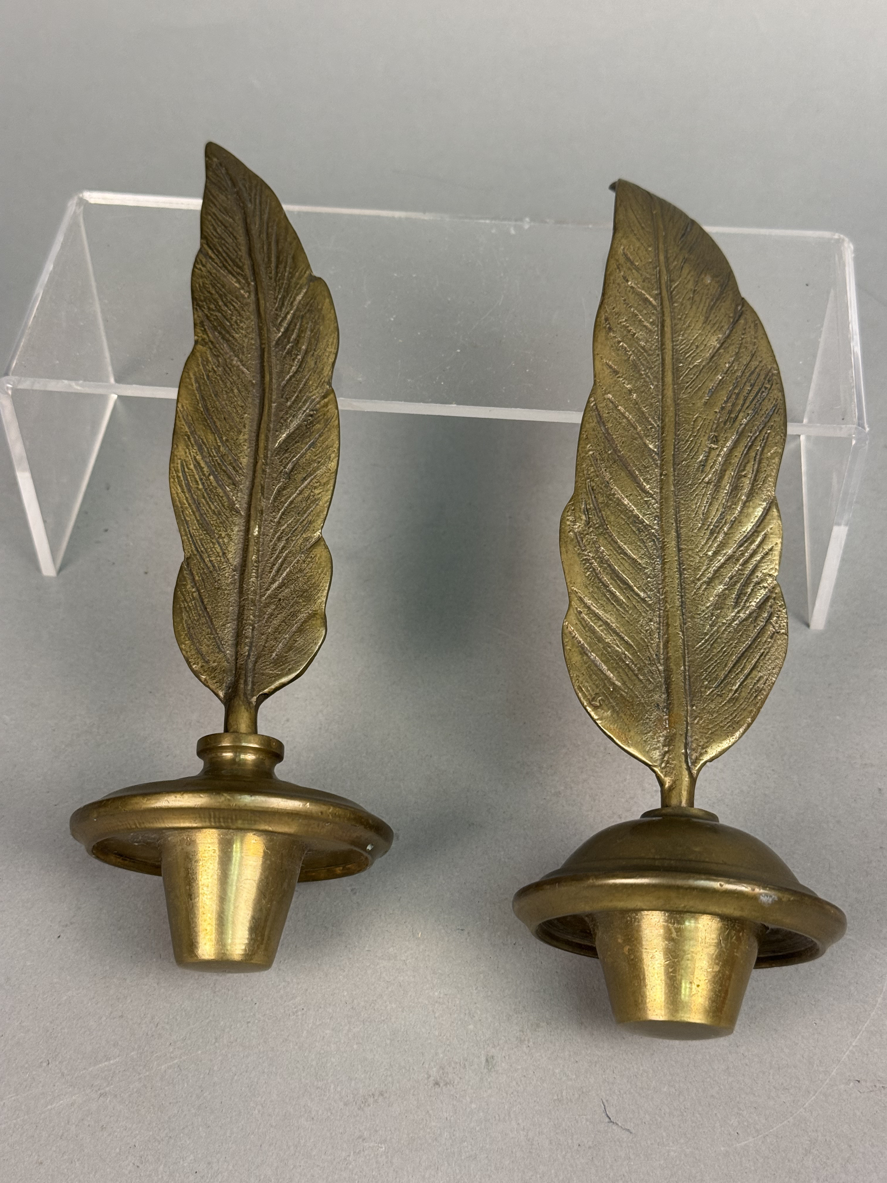 Pair of Brass Feather Finials