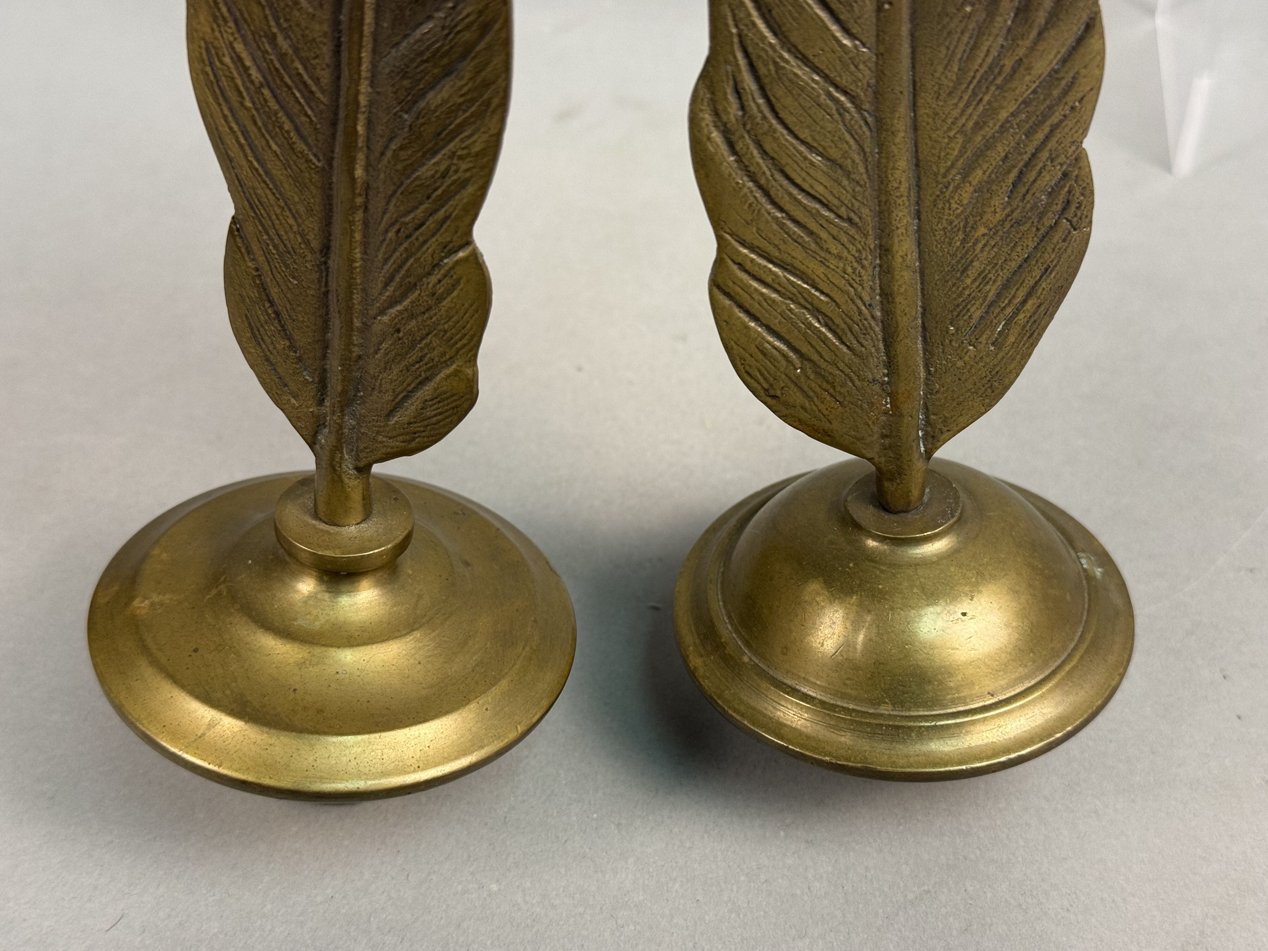 Pair of Brass Feather Finials