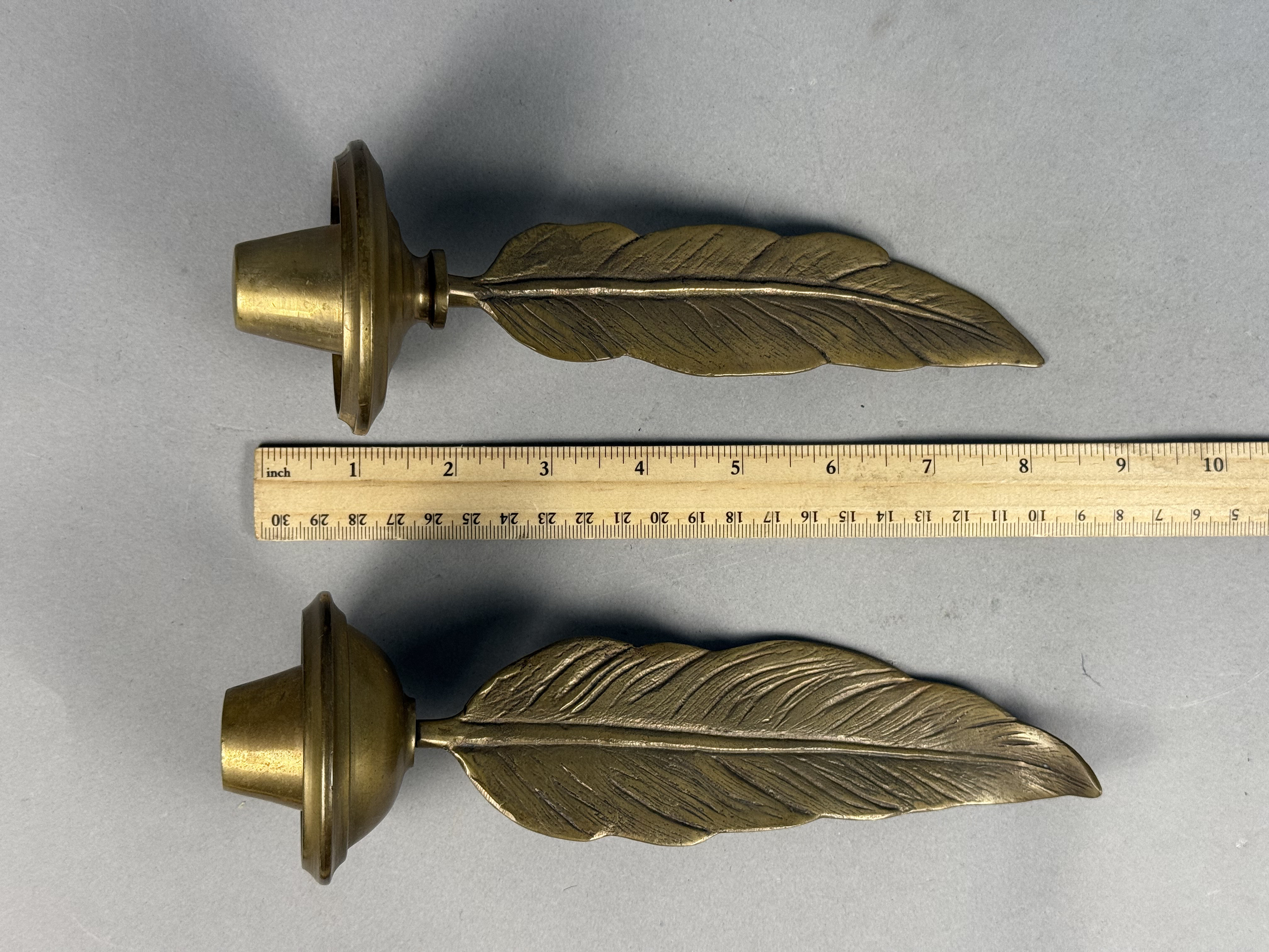 Pair of Brass Feather Finials