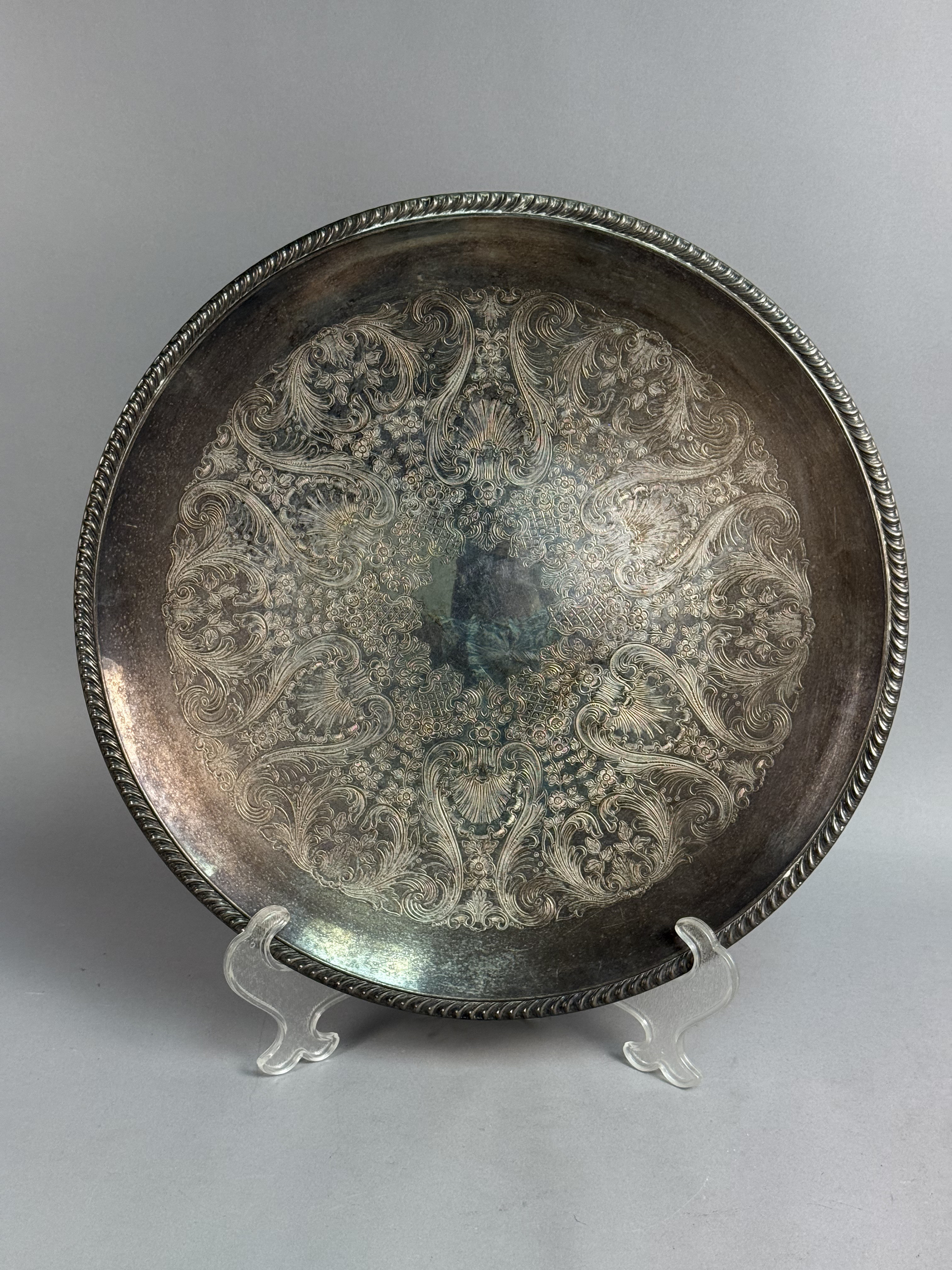 Wm Rogers Silver-Plated Round Tray