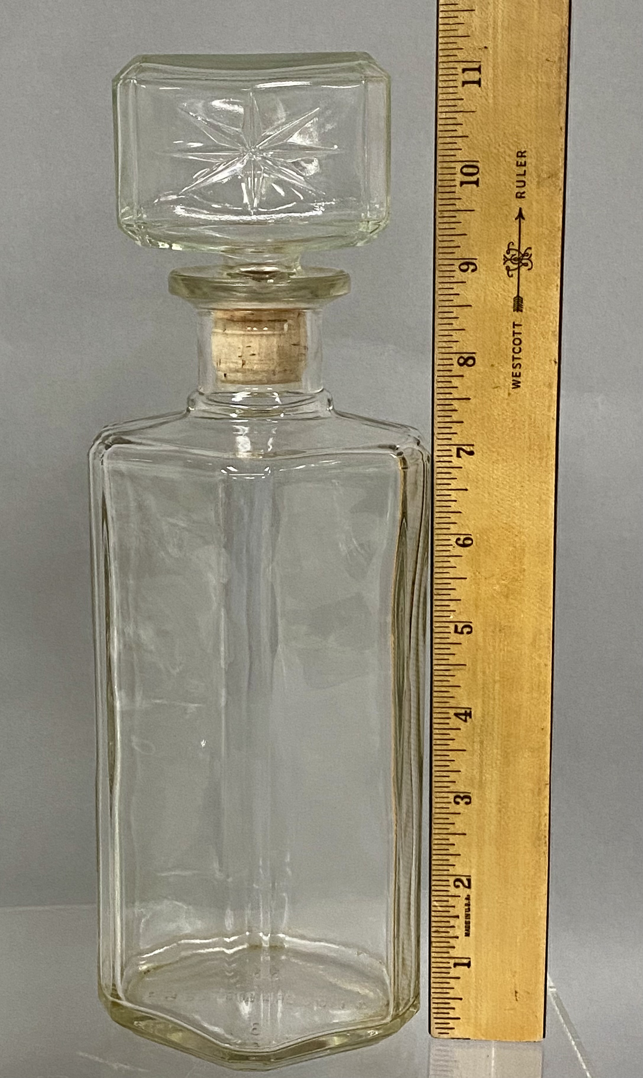 Two Vintage Clear Glass Decanters