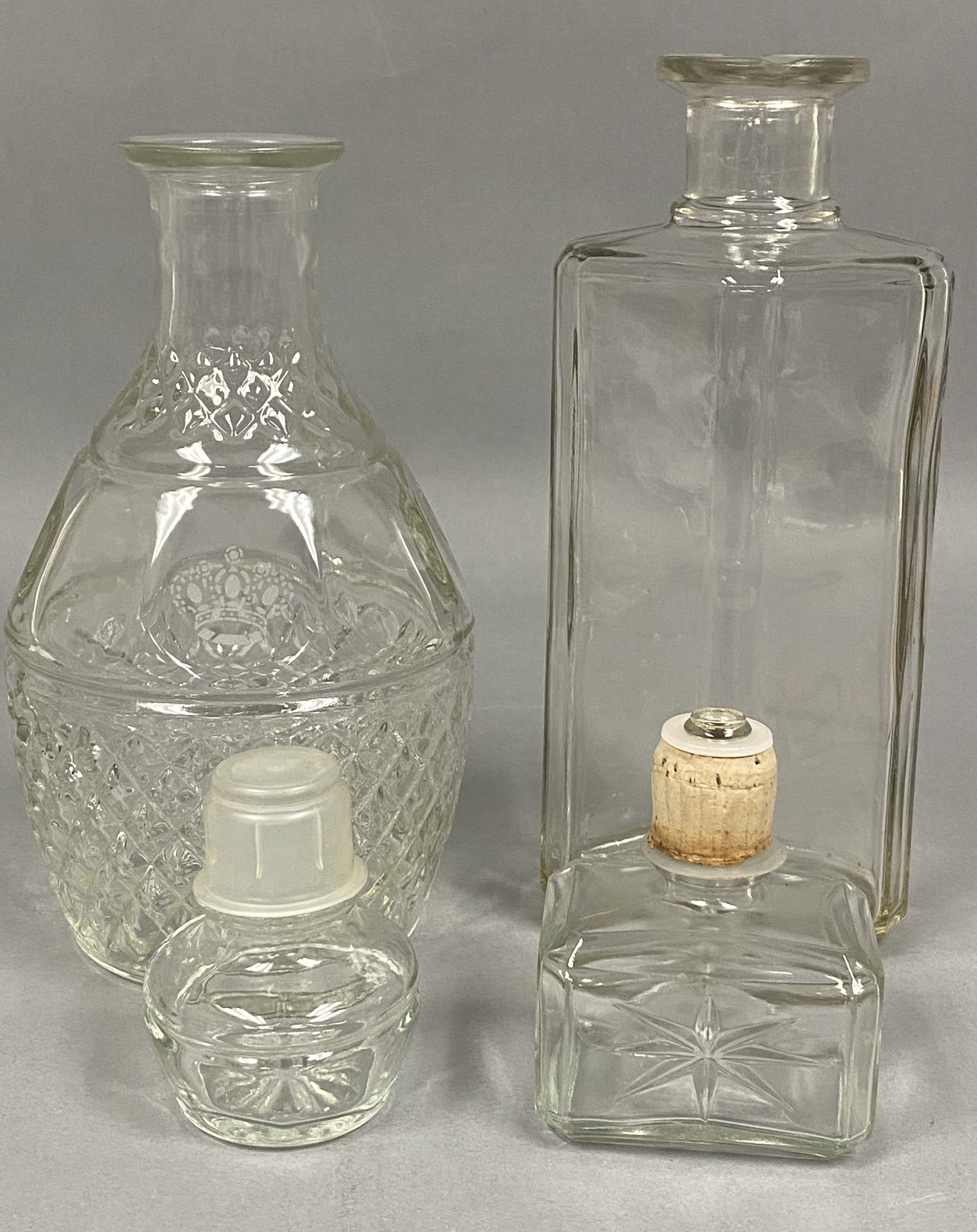 Two Vintage Clear Glass Decanters