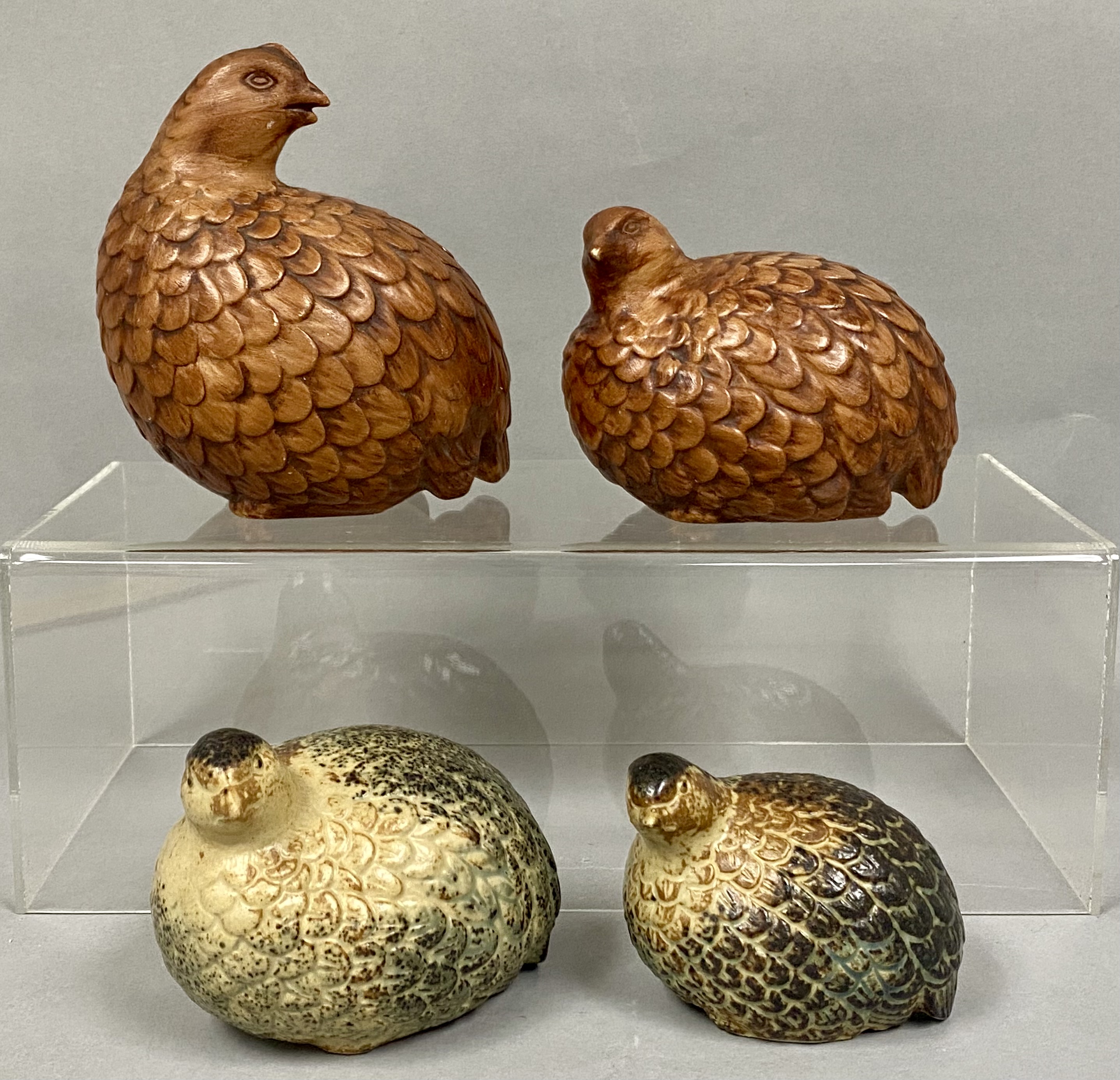 Assortment of Four Vintage Quail Figurines