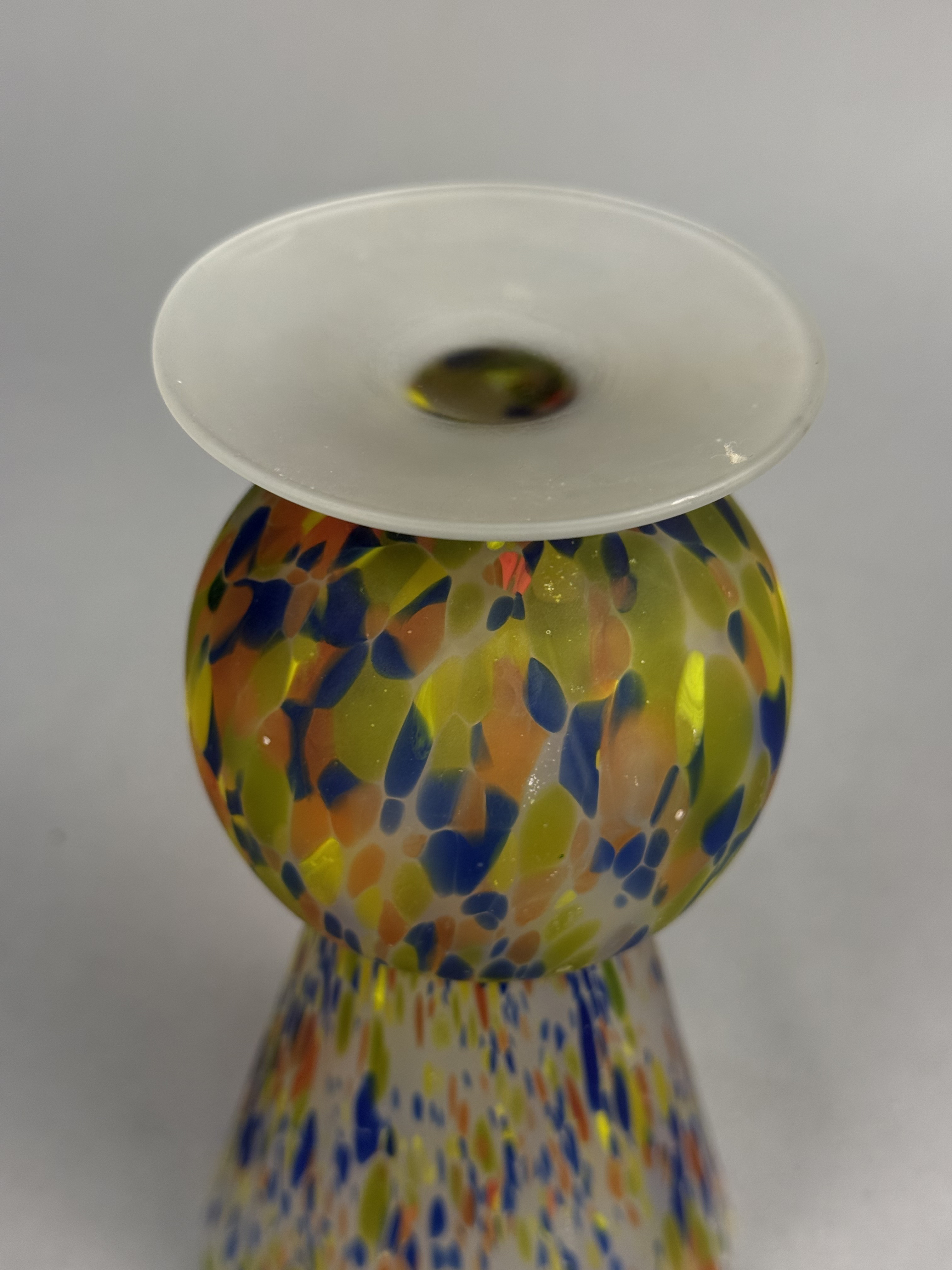 Hand-Blown Confetti Glass Pedestal Vase