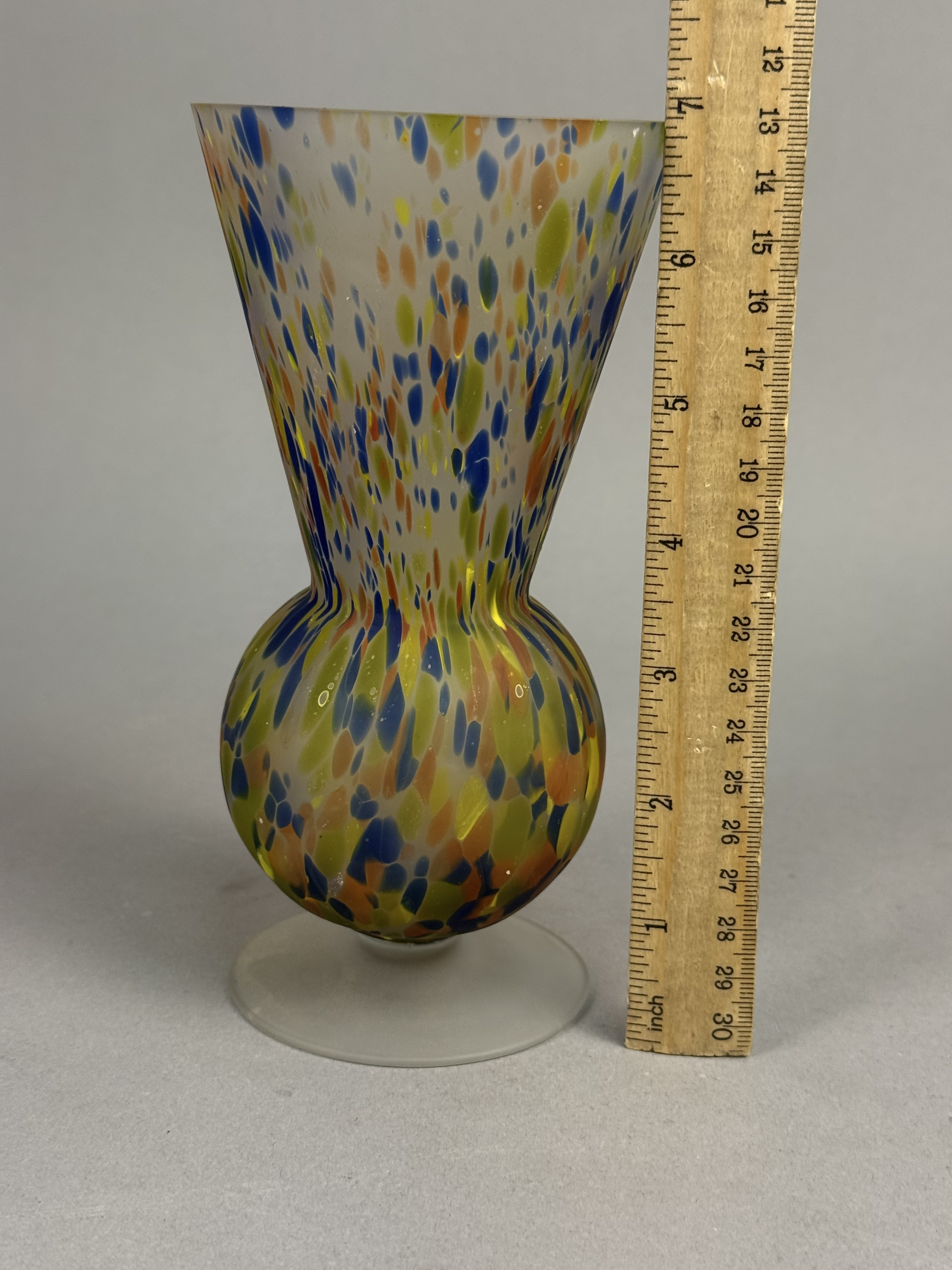 Hand-Blown Confetti Glass Pedestal Vase