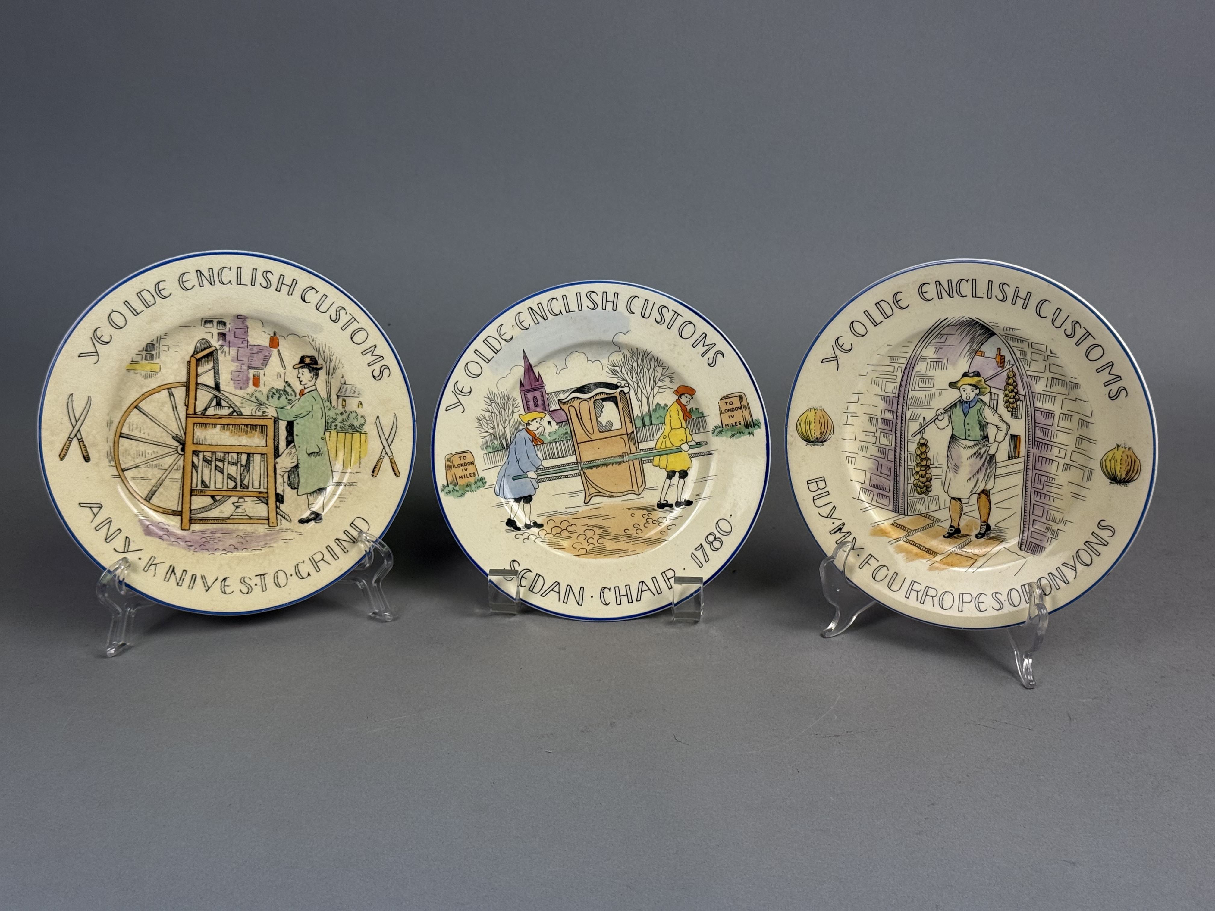 Three Burleigh English Customs Plates